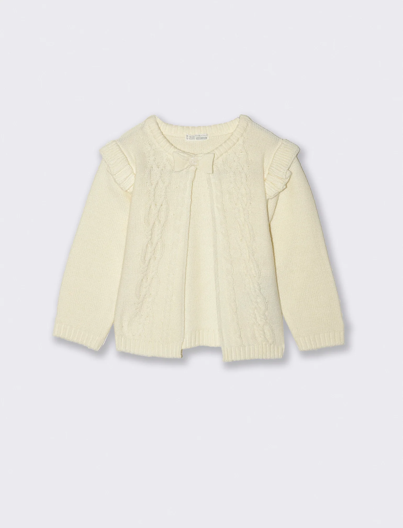 Cardigan basico con trecce - Bianco latte