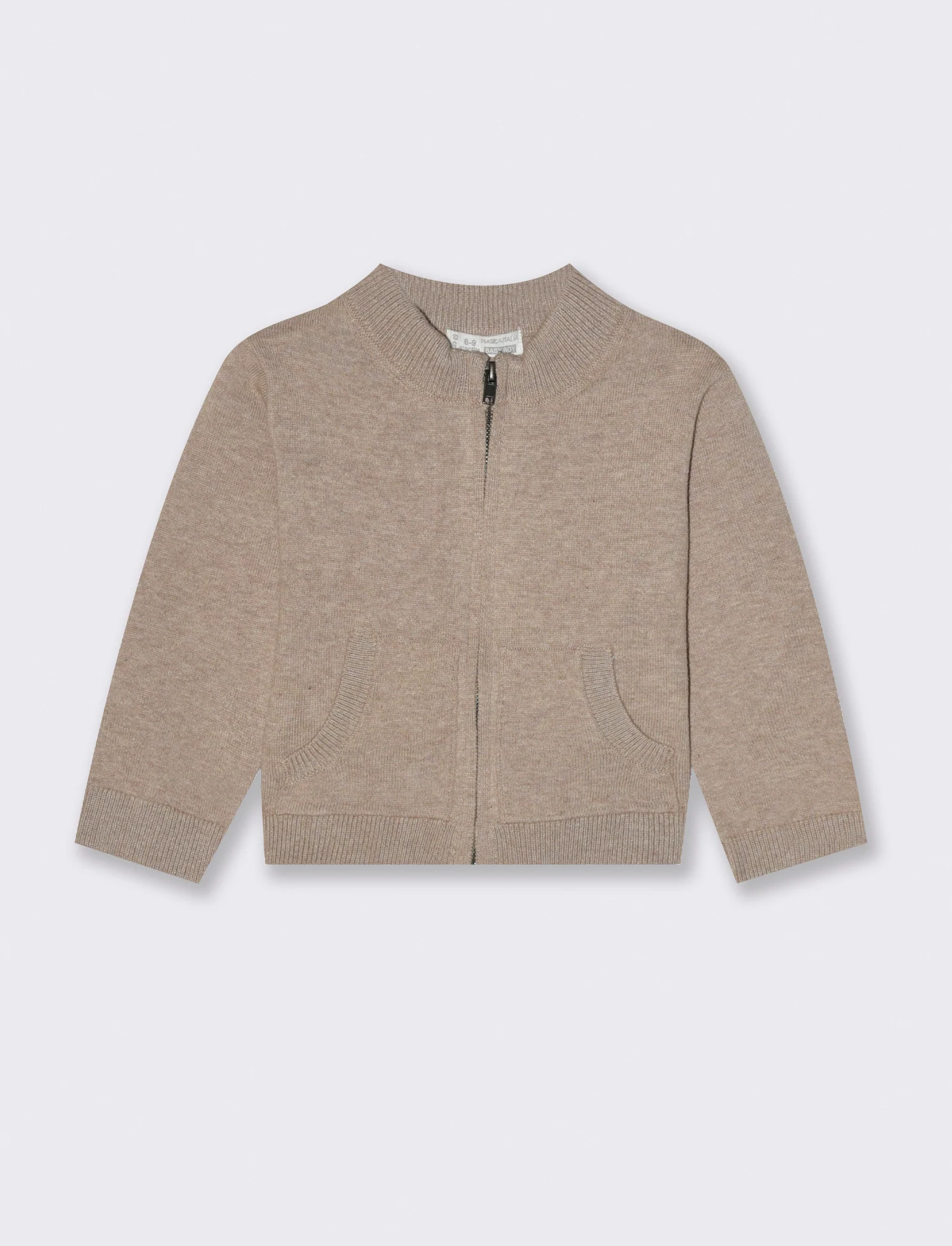 Cardigan  basico con zip - Beige