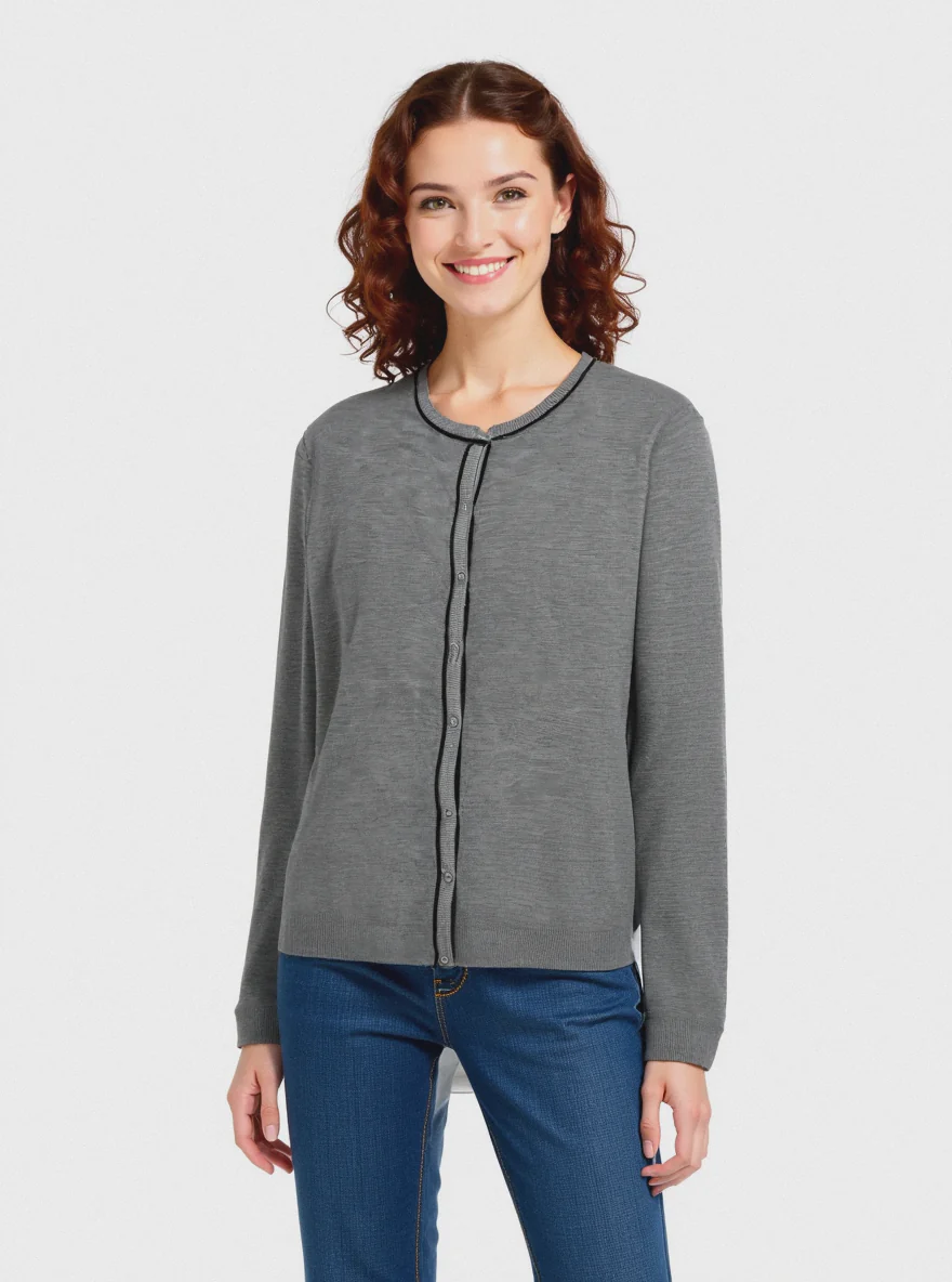 CARDIGAN BASICO - Grigio mel.
