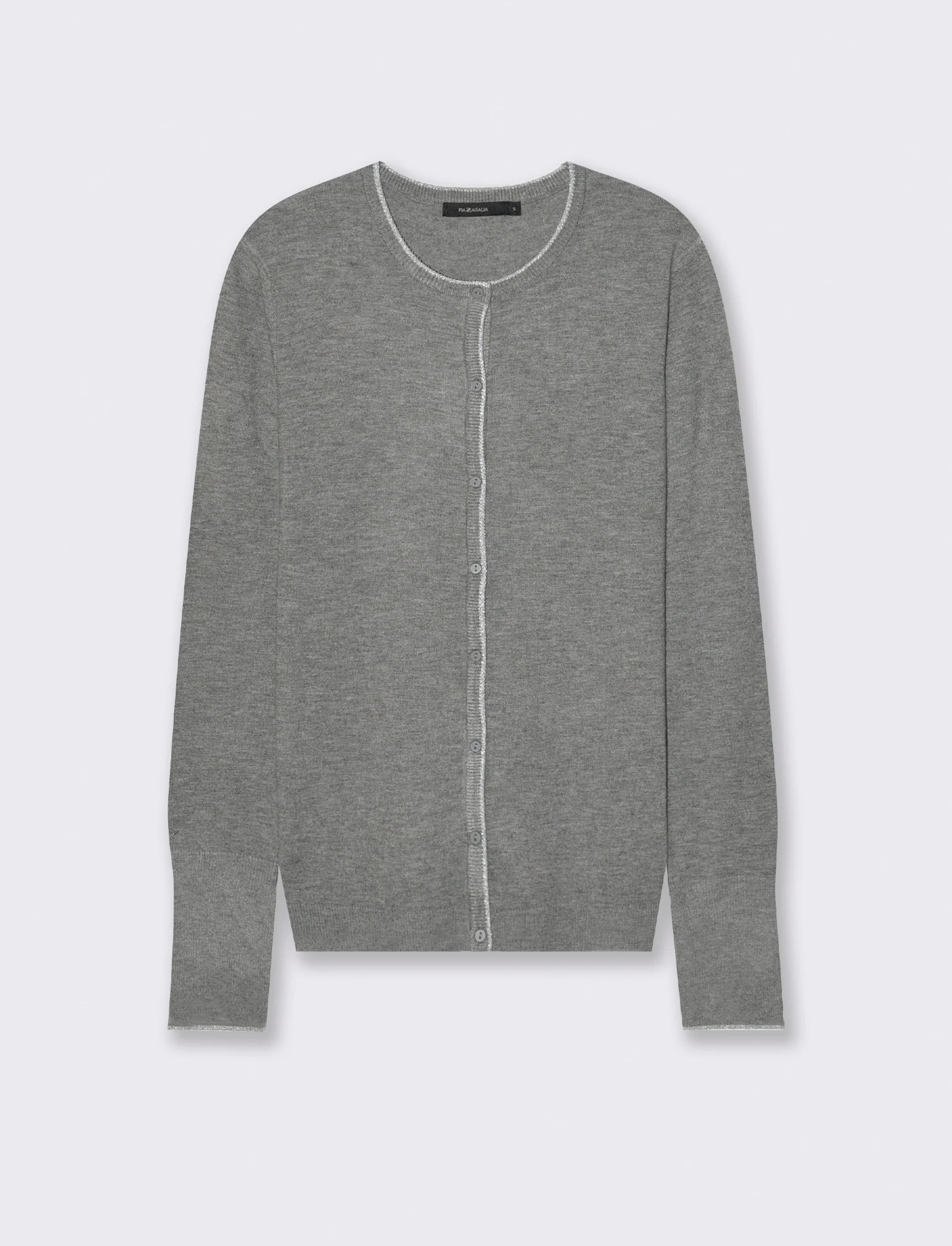 CARDIGAN CON BORDINO IN TESSUTO CON FIBRA EFFETTO METALLO - Grigio mel.
