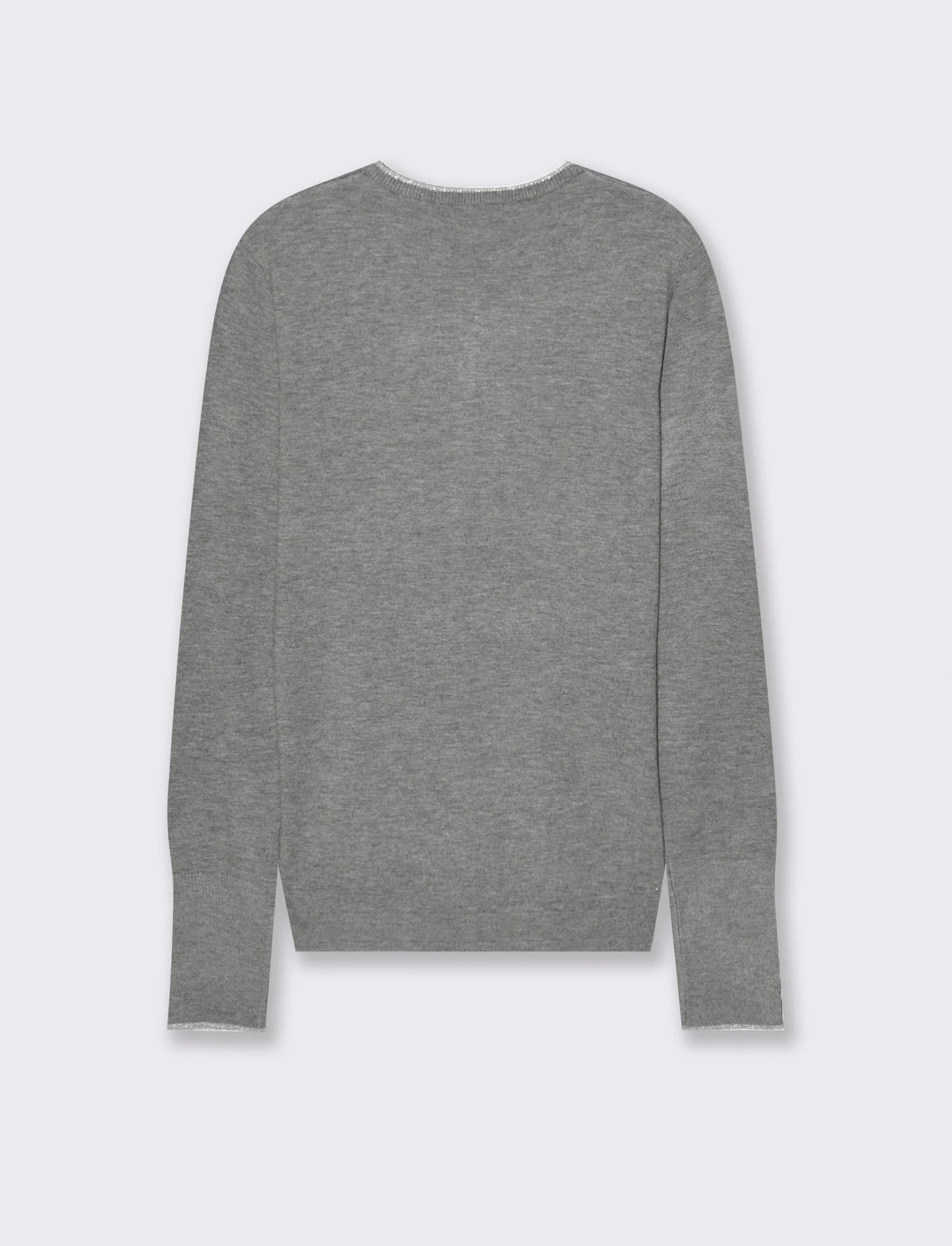 CARDIGAN CON BORDINO IN TESSUTO CON FIBRA EFFETTO METALLO - Grigio mel. - Image 2