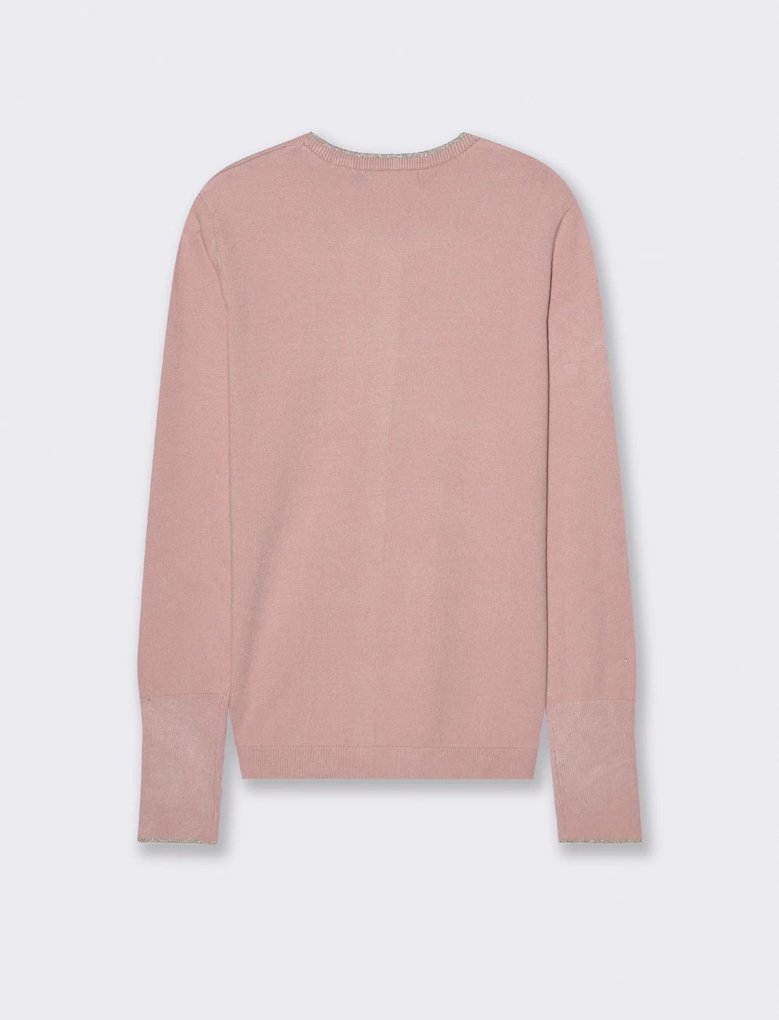 CARDIGAN CON BORDINO IN TESSUTO CON FIBRA EFFETTO METALLO - Rosa antico - Image 2