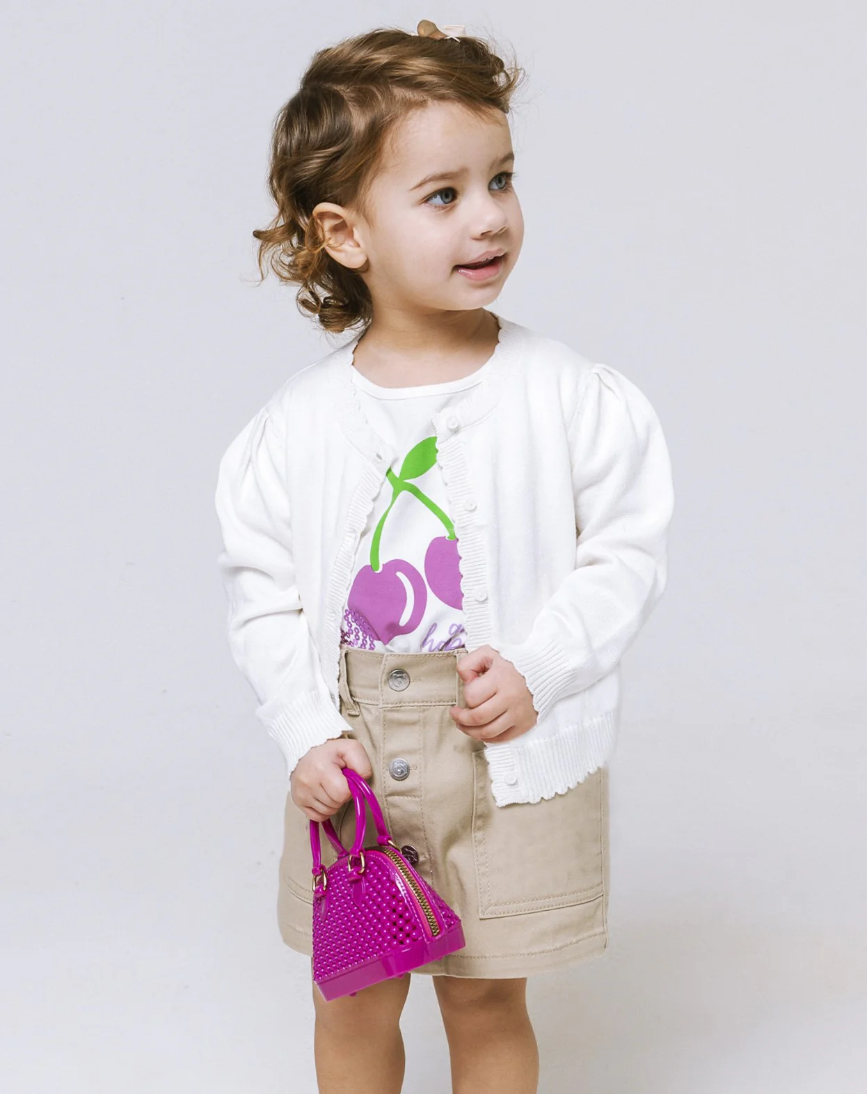 Cardigan con bottoncini da neonata - Bianco latte