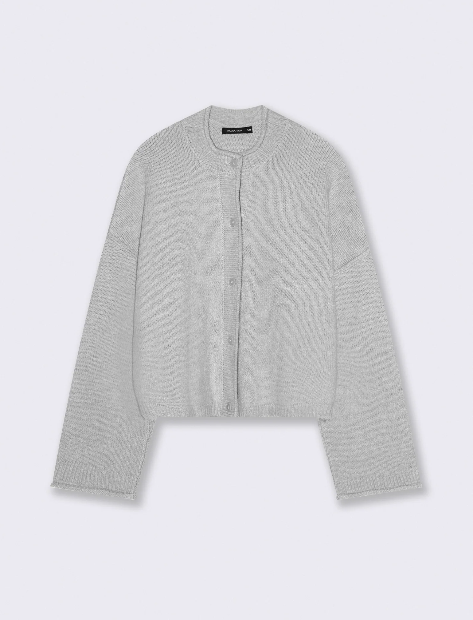 CARDIGAN CON BOTTONI EFFETTO TARTARUGATO - Grigio chiaro mel.