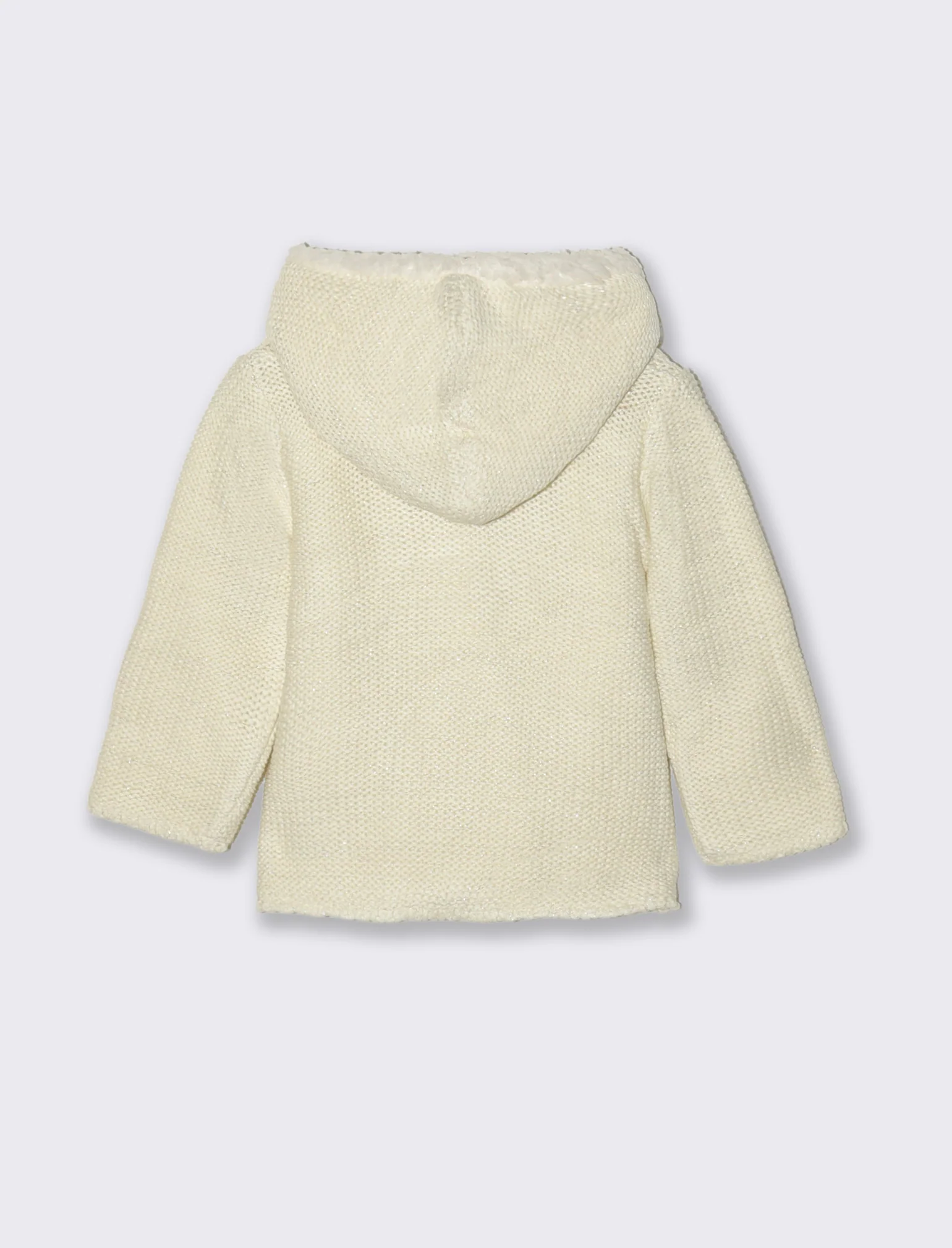 Cardigan con interno in pile - Bianco latte - Image 2