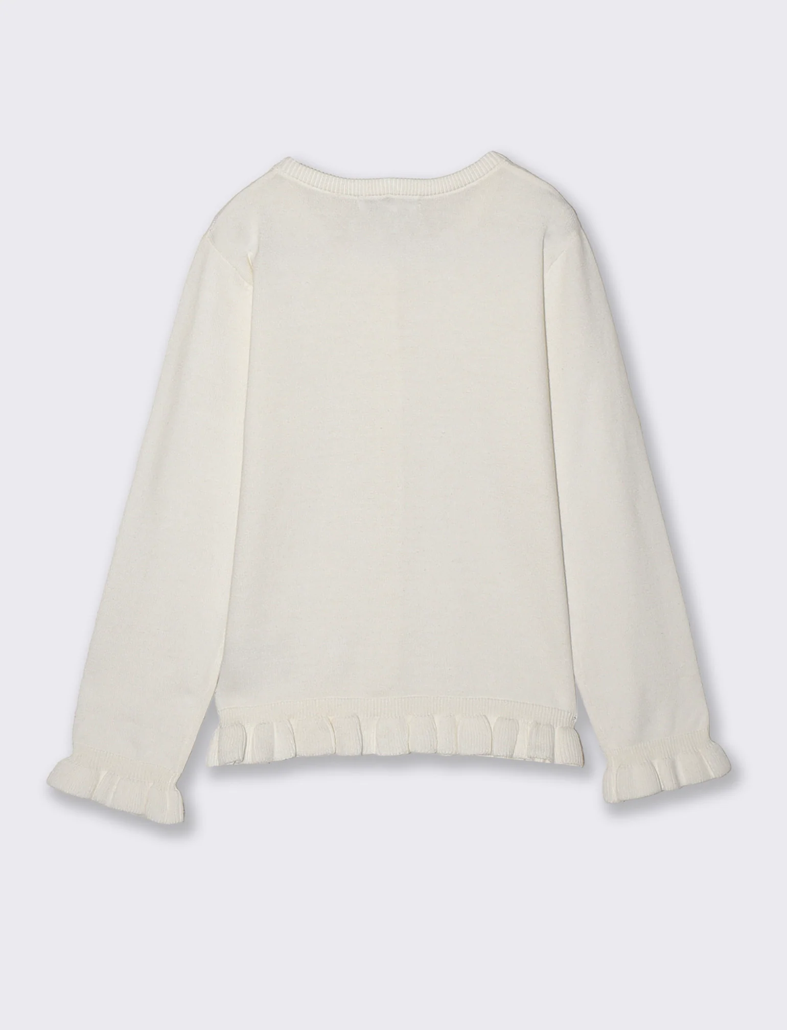 Cardigan da bambina con rouches e slim fit - Bianco latte - Image 2