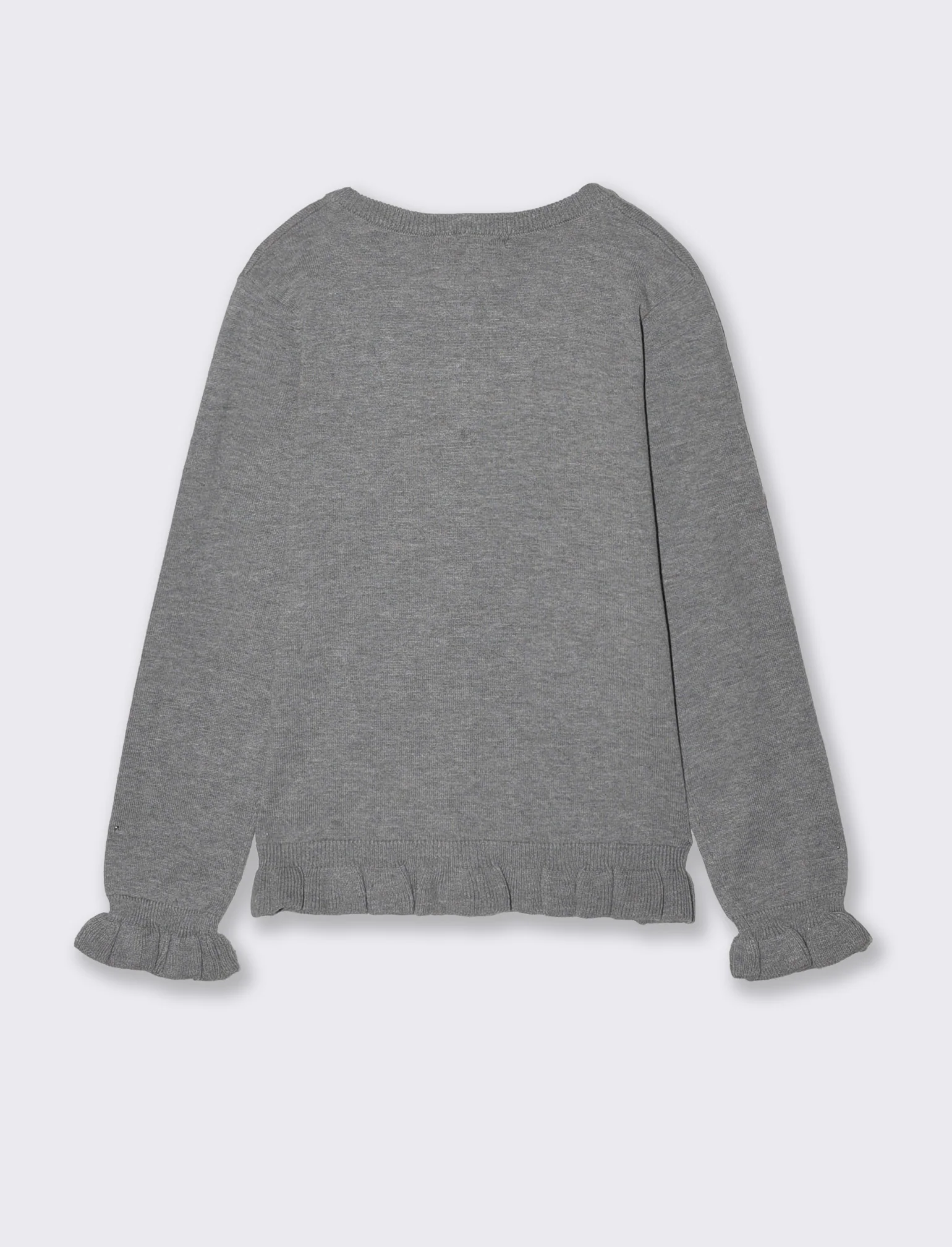 Cardigan da bambina con rouches e slim fit - Grigio mel. - Image 2