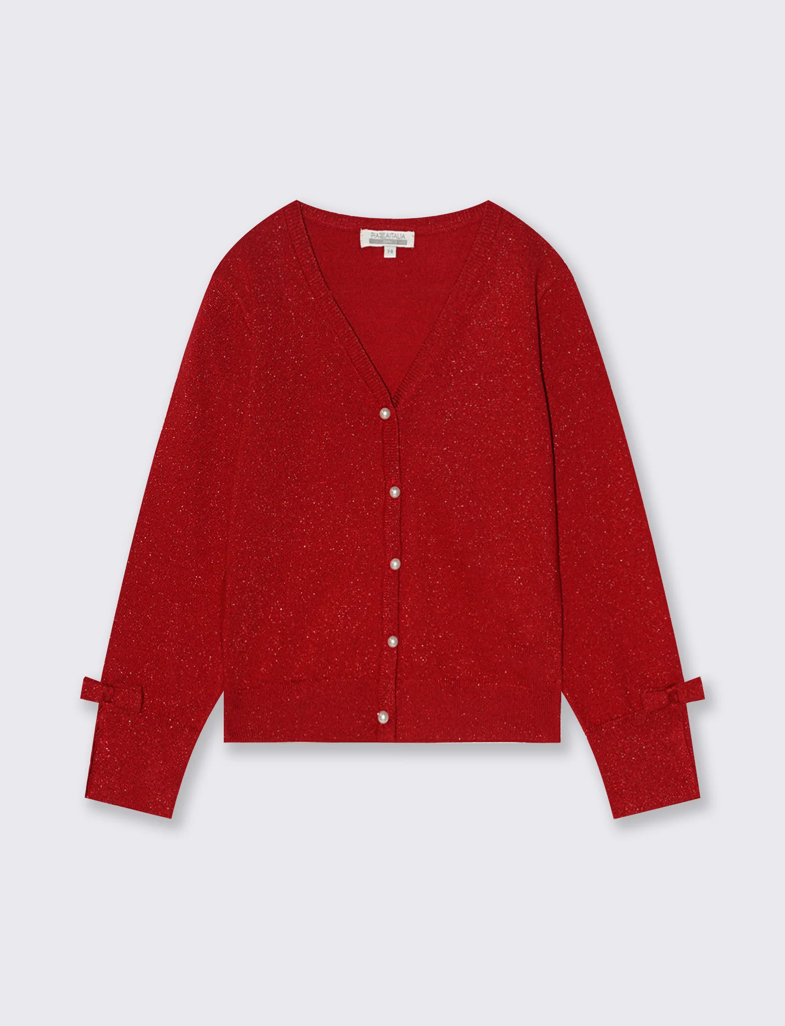Cardigan da bambina effetto brillante. - Rosso - Image 2