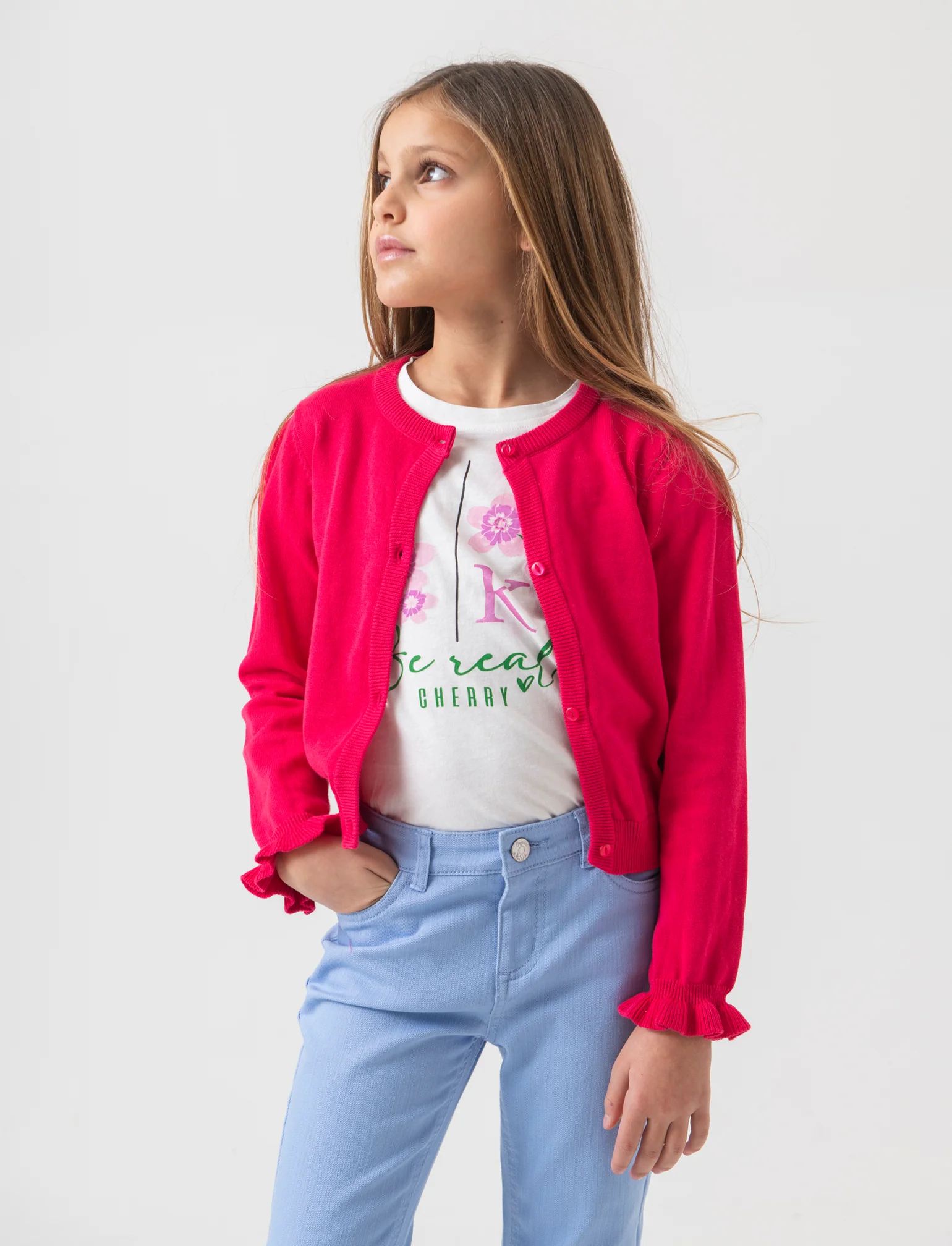 Cardigan estivo da bambina - Fuxia