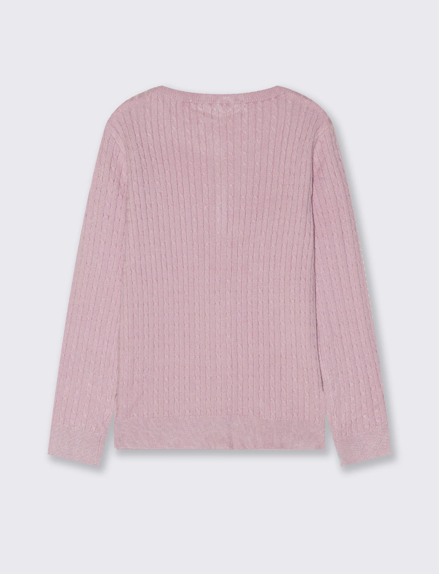 Cardigan girocollo a maniche lunghe treccia - Rosa polvere - Image 2
