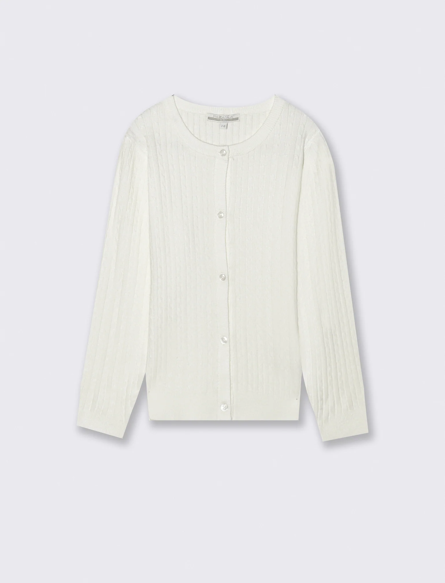 Cardigan girocollo - Bianco sporco