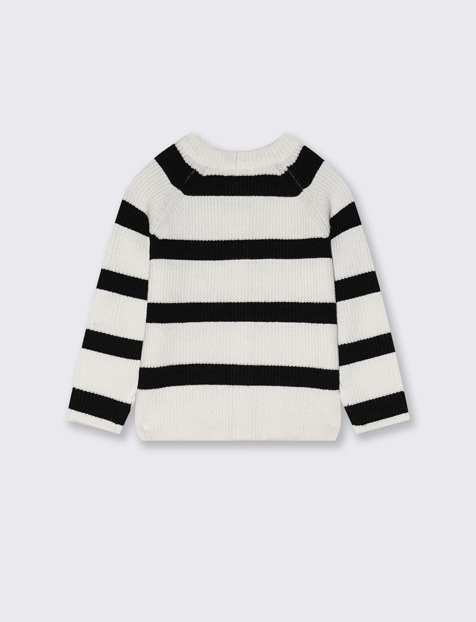 Cardigan girocollo rigato per bambina - Bianco-nero - Image 2
