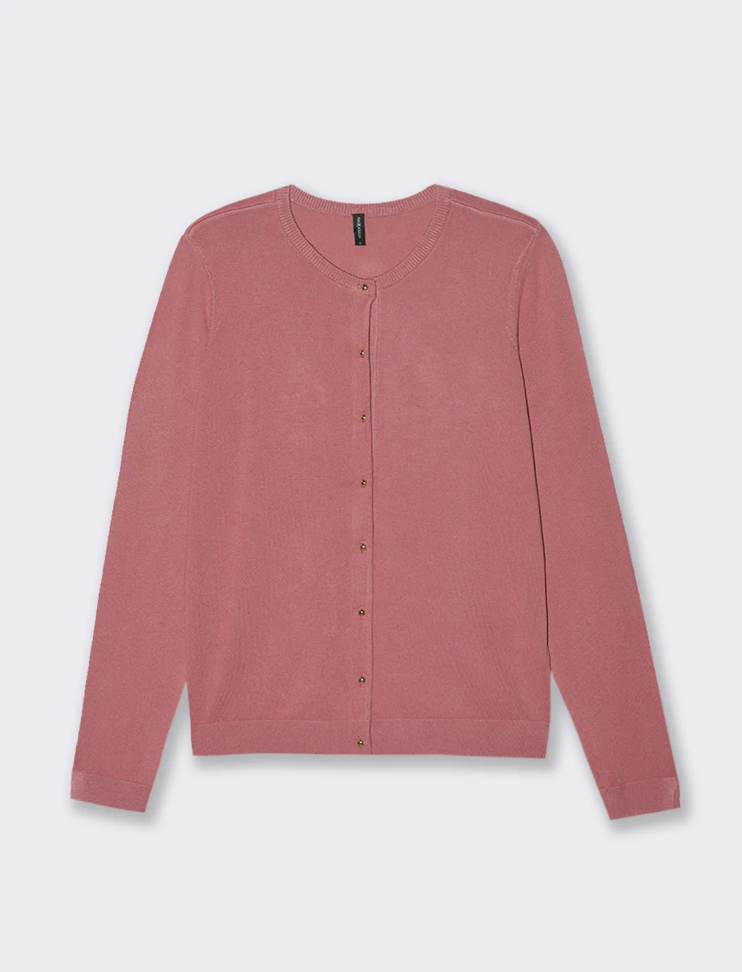 CARDIGAN GIROCOLLO - Rosa polvere - Image 2
