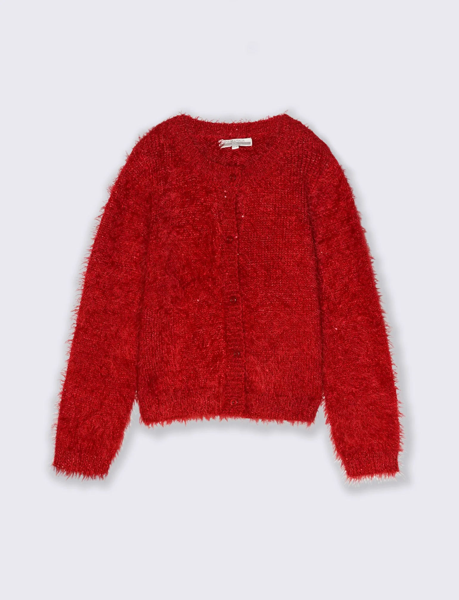 Cardigan girocollo - Rosso