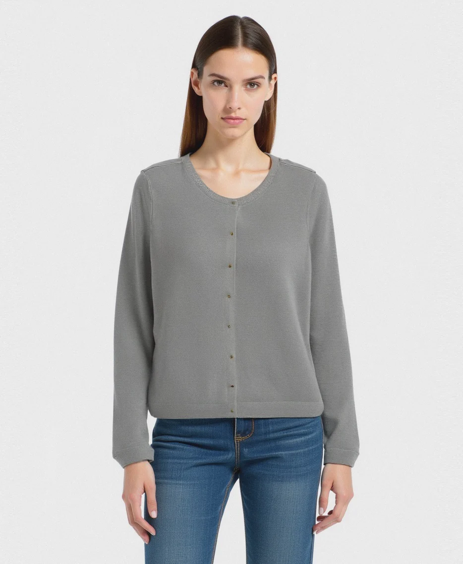 CARDIGAN GIROCOLLO - Verdino