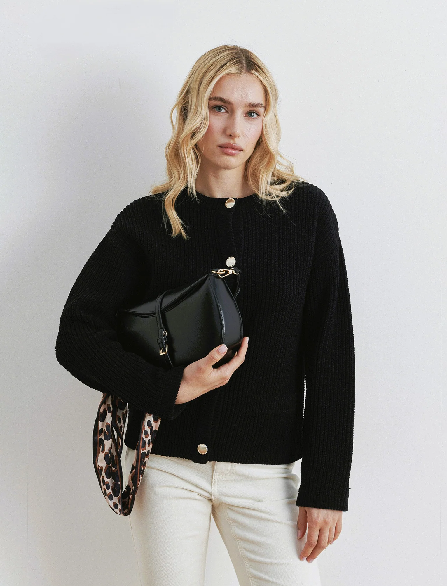 CARDIGAN IN CINIGLIA - Nero - Image 3