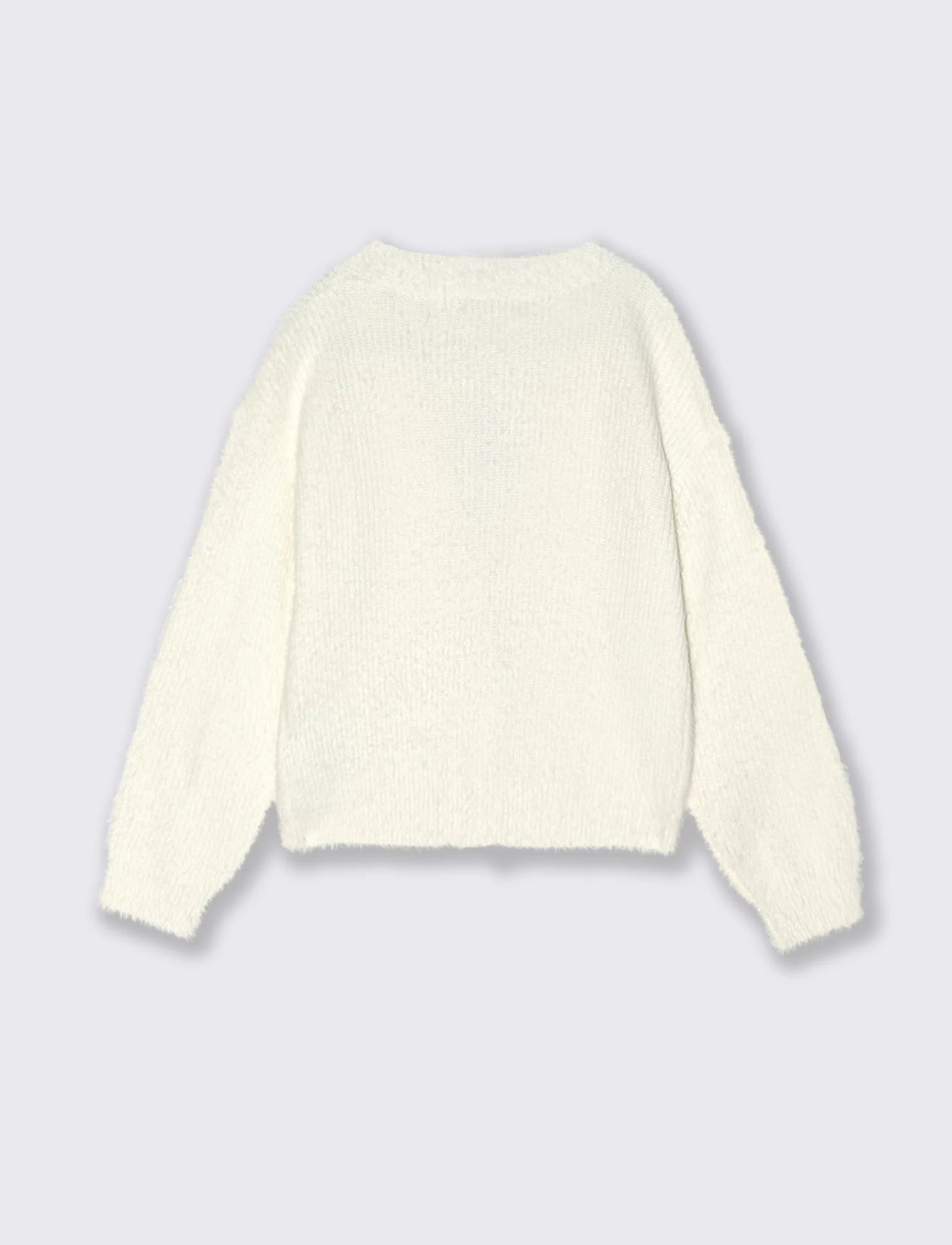 Cardigan in filato morbido con bottoni perlati. - Bianco latte - Image 2