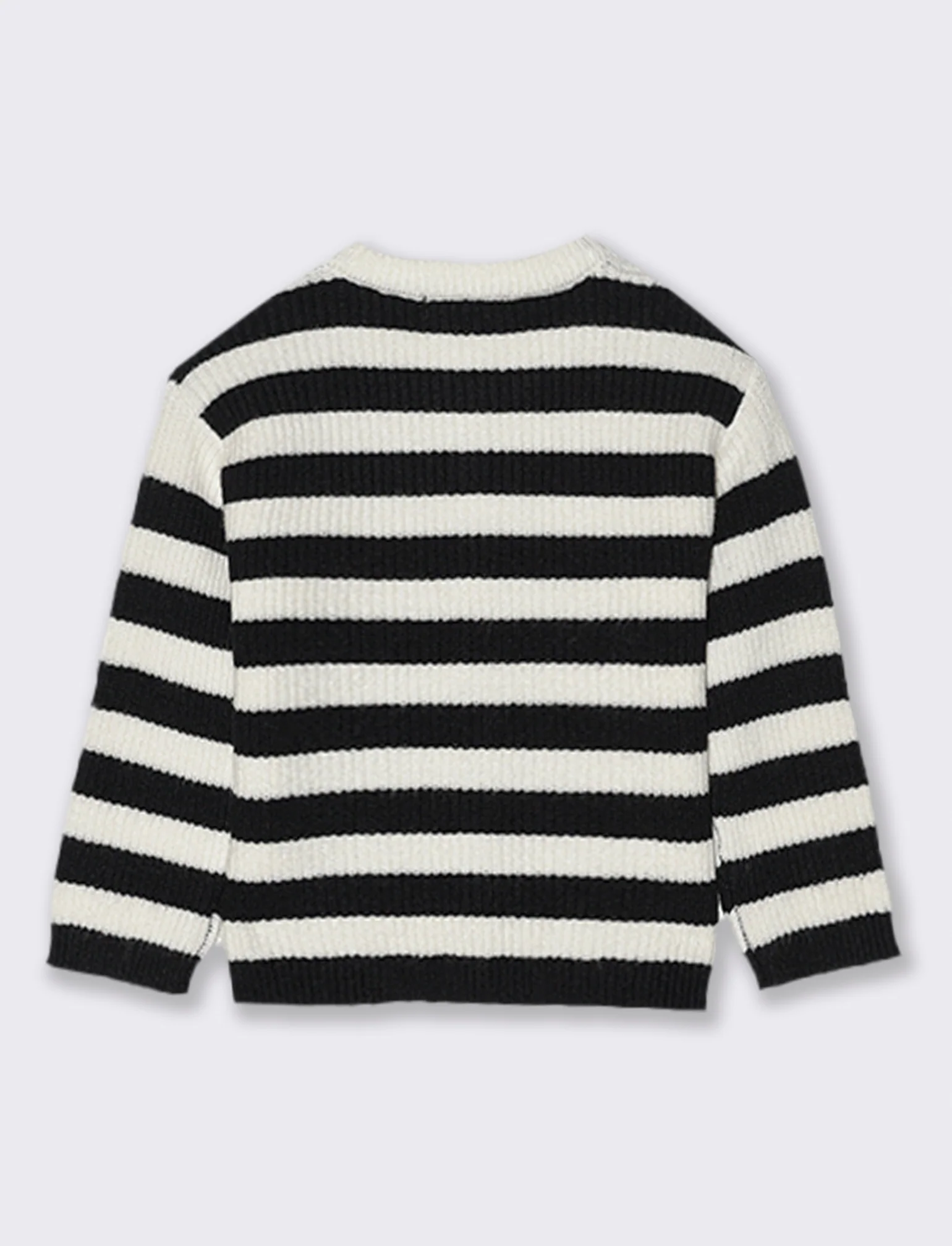 CARDIGAN IN MAGLIA A RIGHE CON BOTTONI - Bianco-nero - Image 2