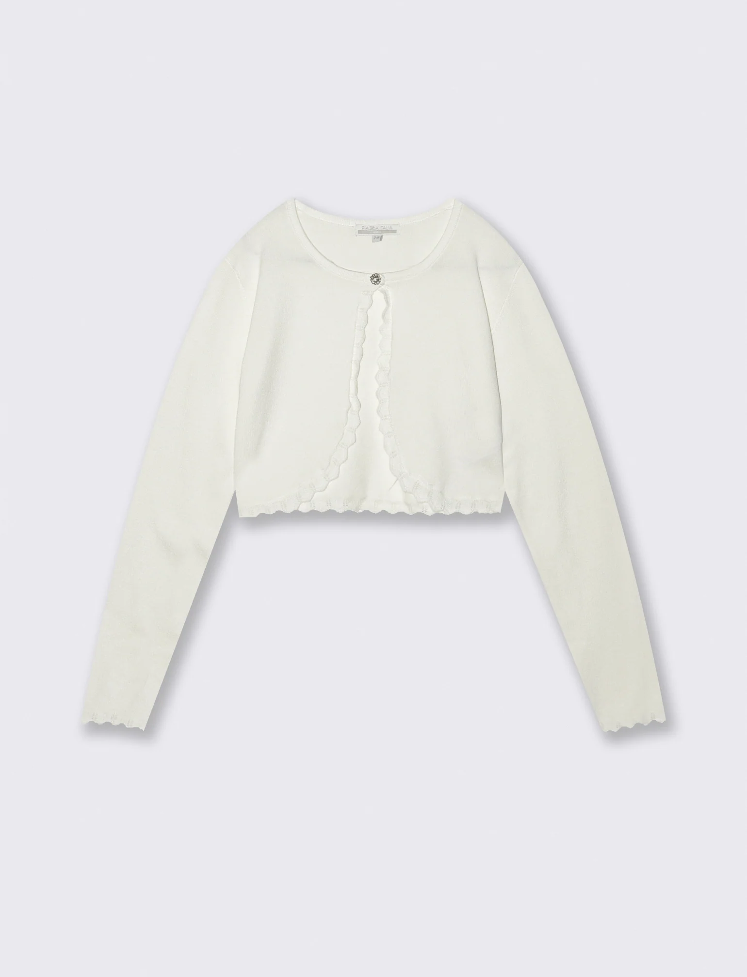 Cardigan lungo con lavorazione traforata - Bianco latte
