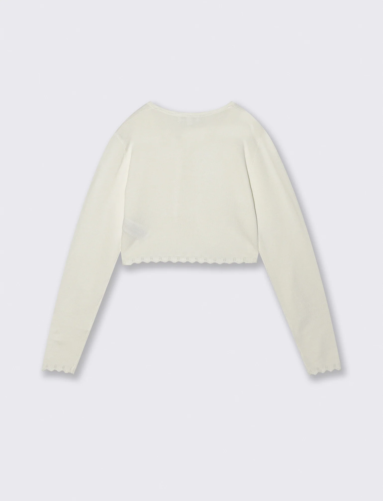 Cardigan lungo con lavorazione traforata - Bianco latte - Image 2