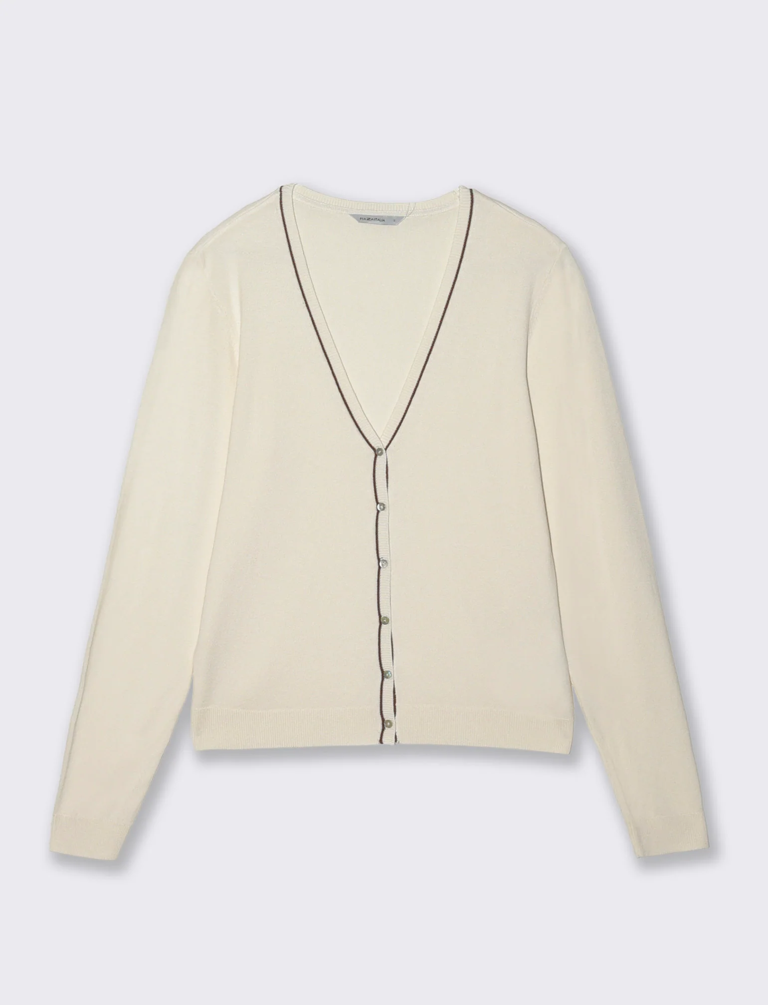 Cardigan manica lunga con scollo a V - Avorio