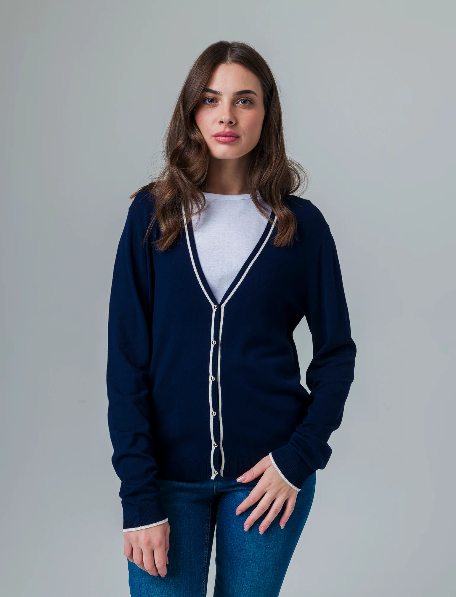 Cardigan manica lunga da donna - Blu