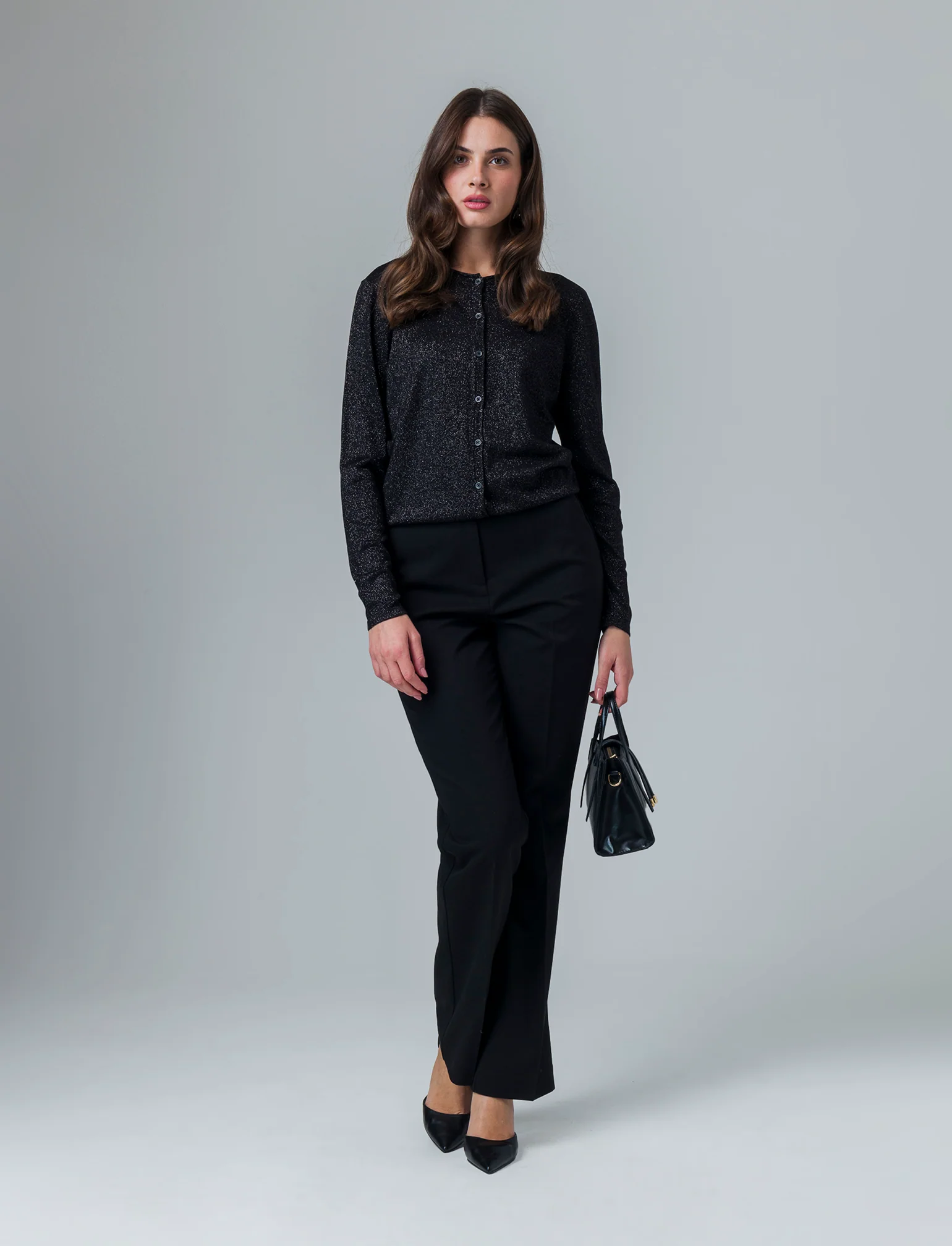 Cardigan manica lunga da donna - Nero - Image 2