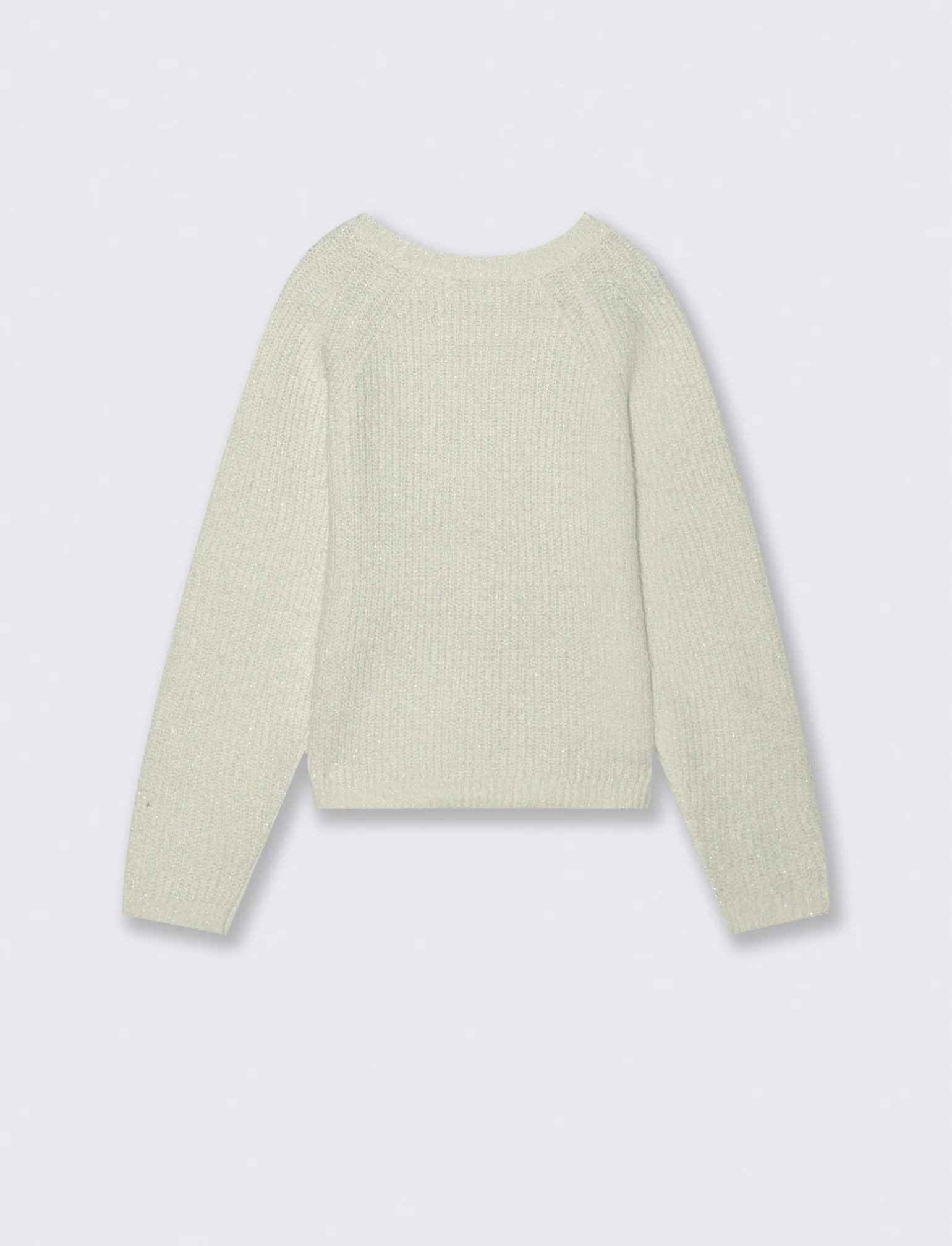 Cardigan manica raglan in morbida maglieria con filato metallizzato. - Bianco sporco - Image 4