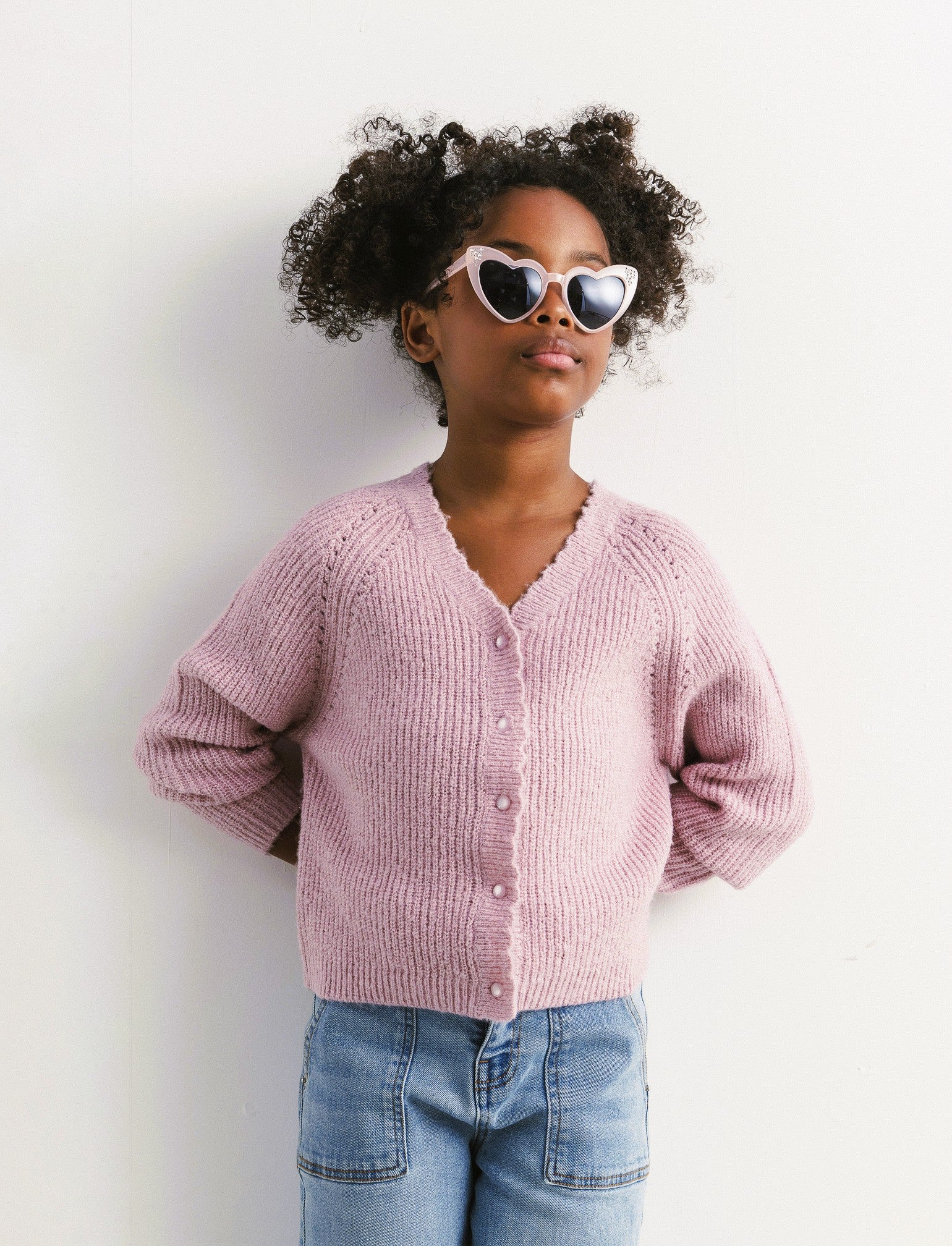 Cardigan manica raglan in morbida maglieria con filato metallizzato. - Rosa