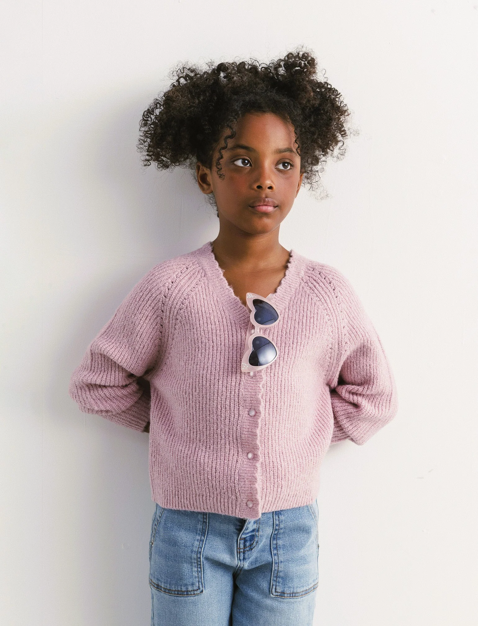 Cardigan manica raglan in morbida maglieria con filato metallizzato. - Rosa - Image 3