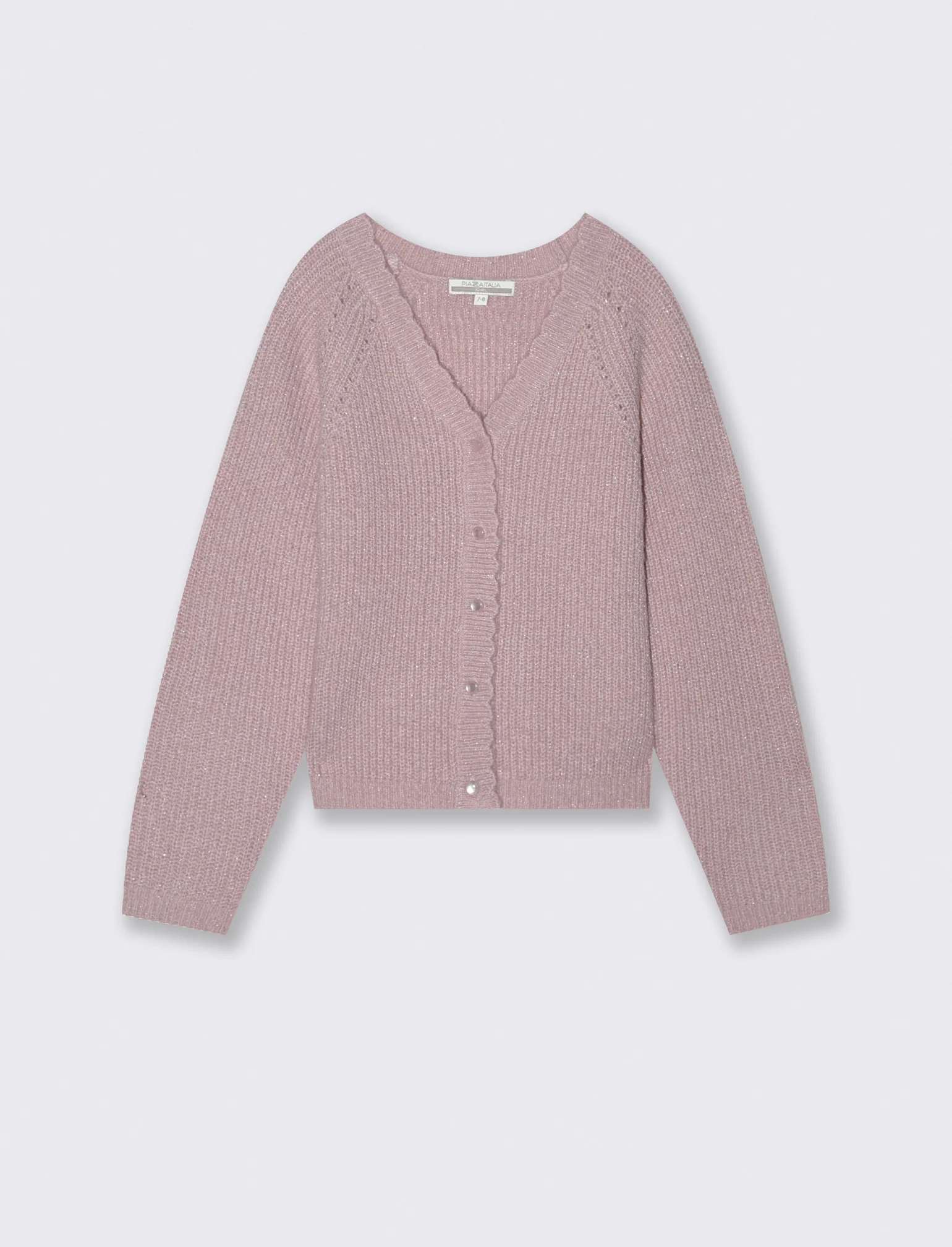 Cardigan manica raglan in morbida maglieria con filato metallizzato. - Rosa - Image 4