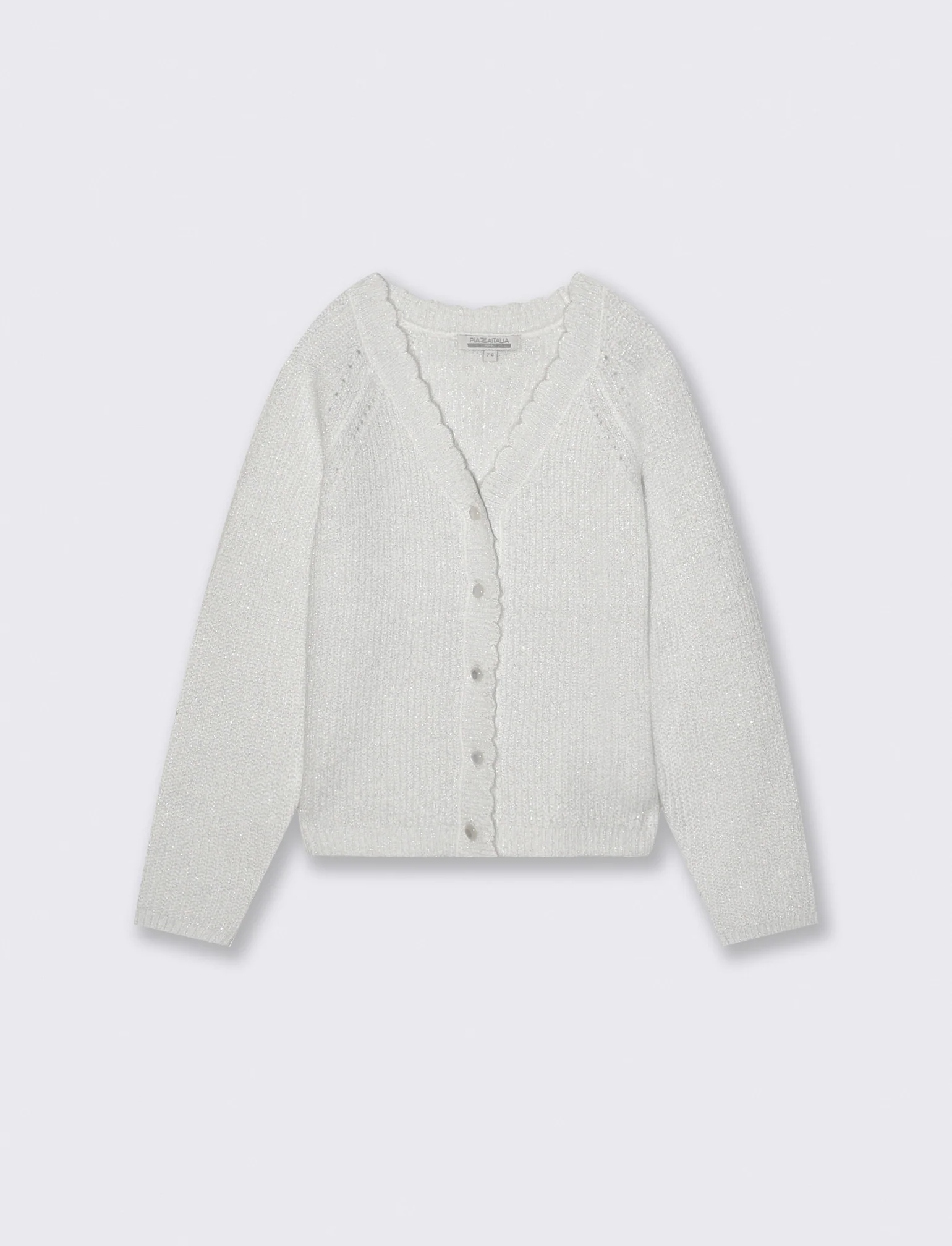 Cardigan raglan in maglieria metallizzata - Bianco latte