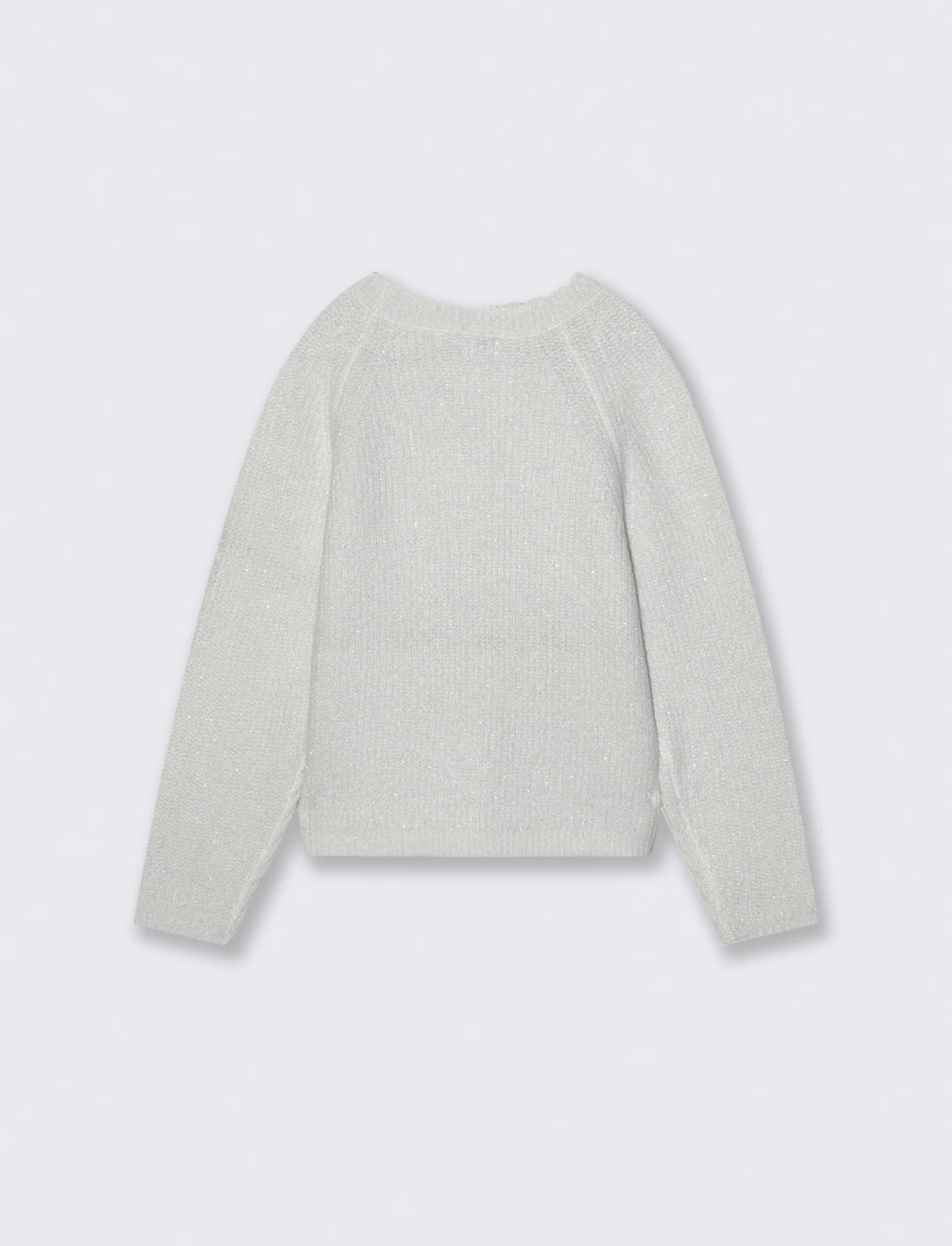 Cardigan raglan in maglieria metallizzata - Bianco latte - Image 2