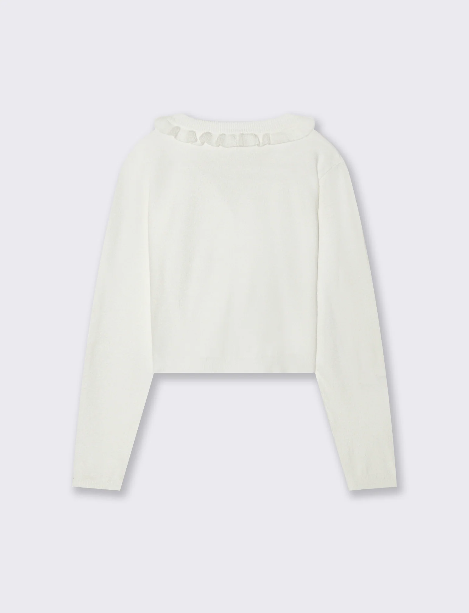 Cardigan scollo a V - Bianco latte - Image 2