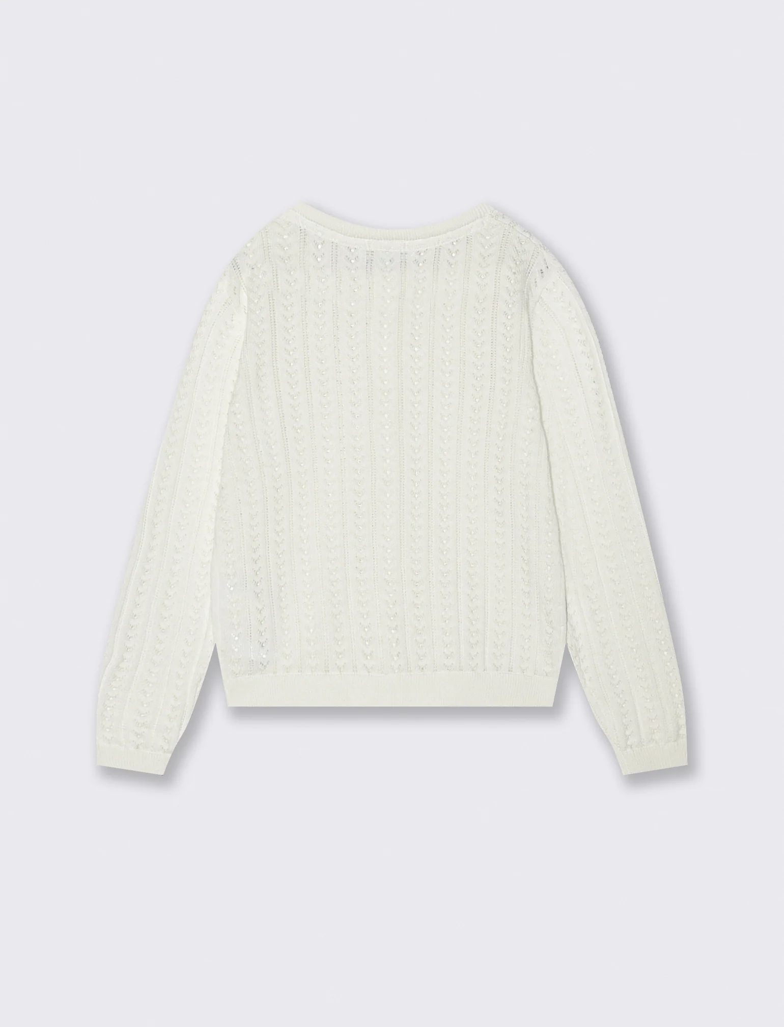 Cardigan traforato in cotone per bambina - Bianco latte - Image 3