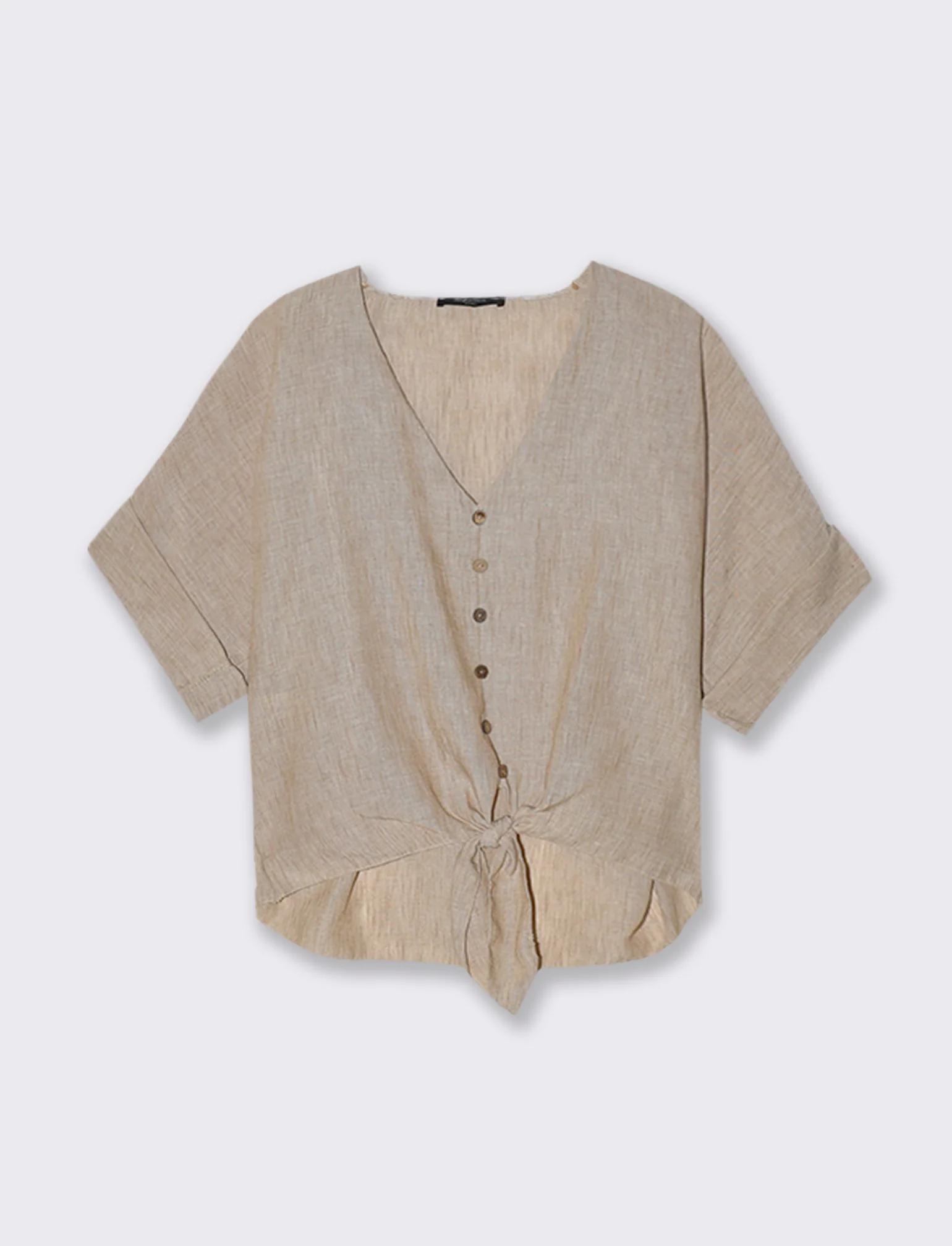 Casacca con bottoni scollo a V - Beige