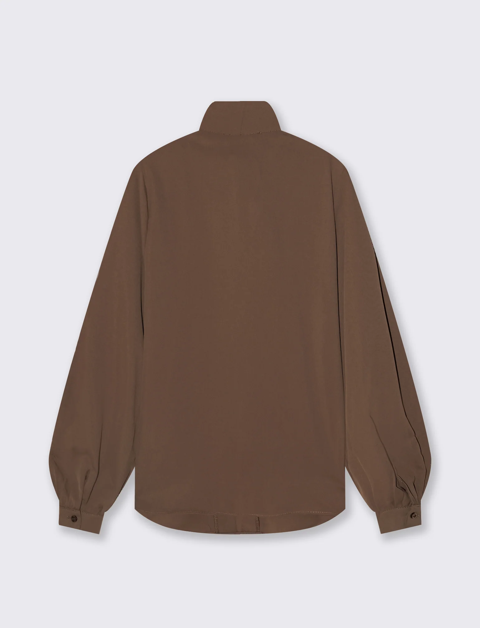 Casacca con fiocco e collo alto - Cacao - Image 2