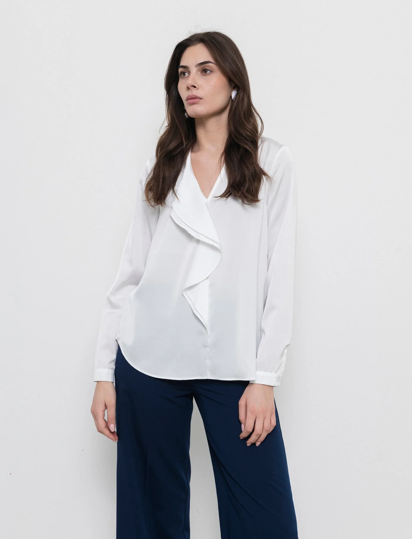 Casacca con rouches - Bianco latte - Image 3
