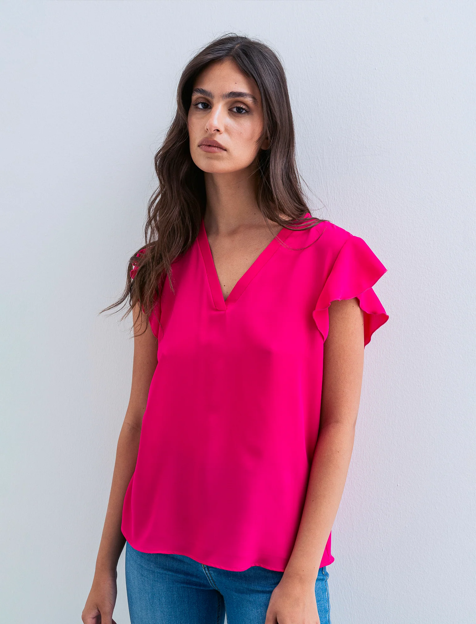 Casacca con rouches - Fuxia