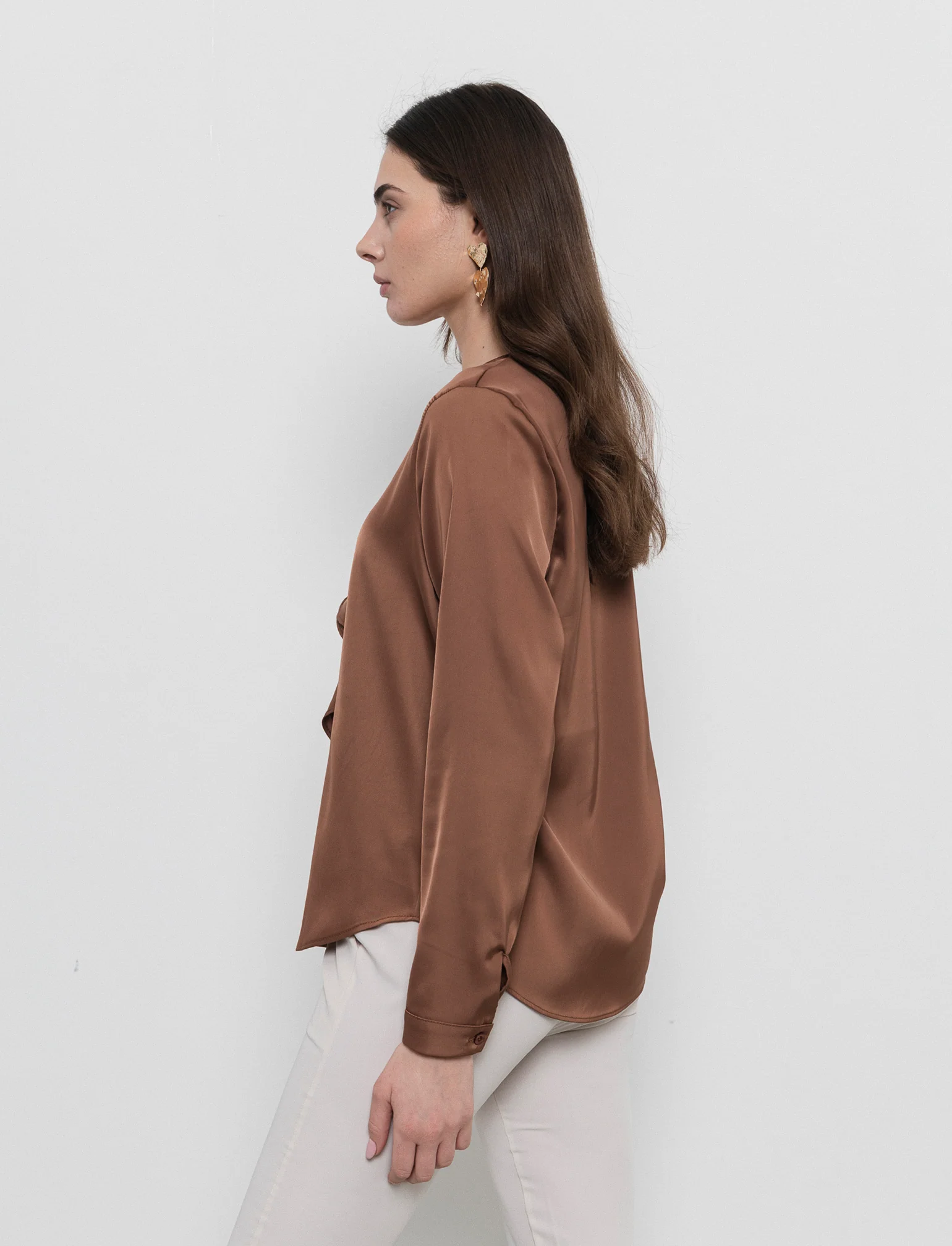 Casacca con rouches - Marrone tabacco - Image 3