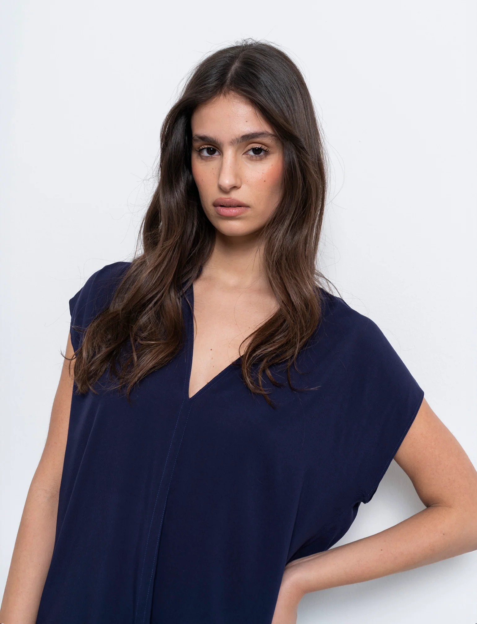 Casacca con scollo a v da donna - Blu