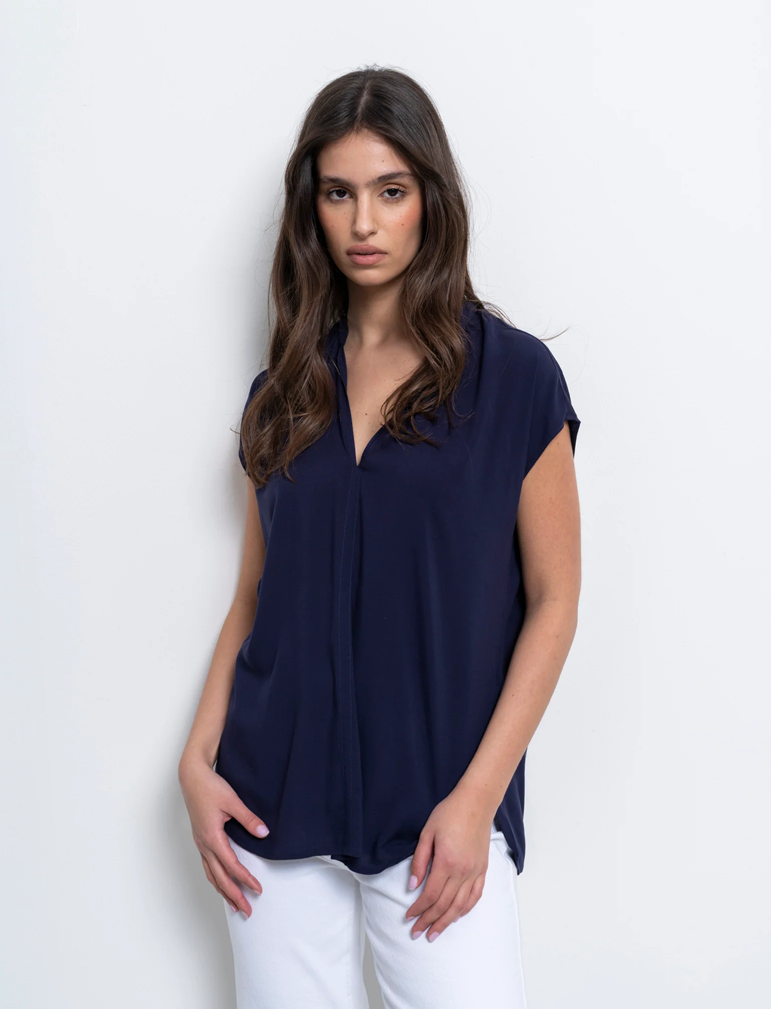 Casacca con scollo a v da donna - Blu - Image 3