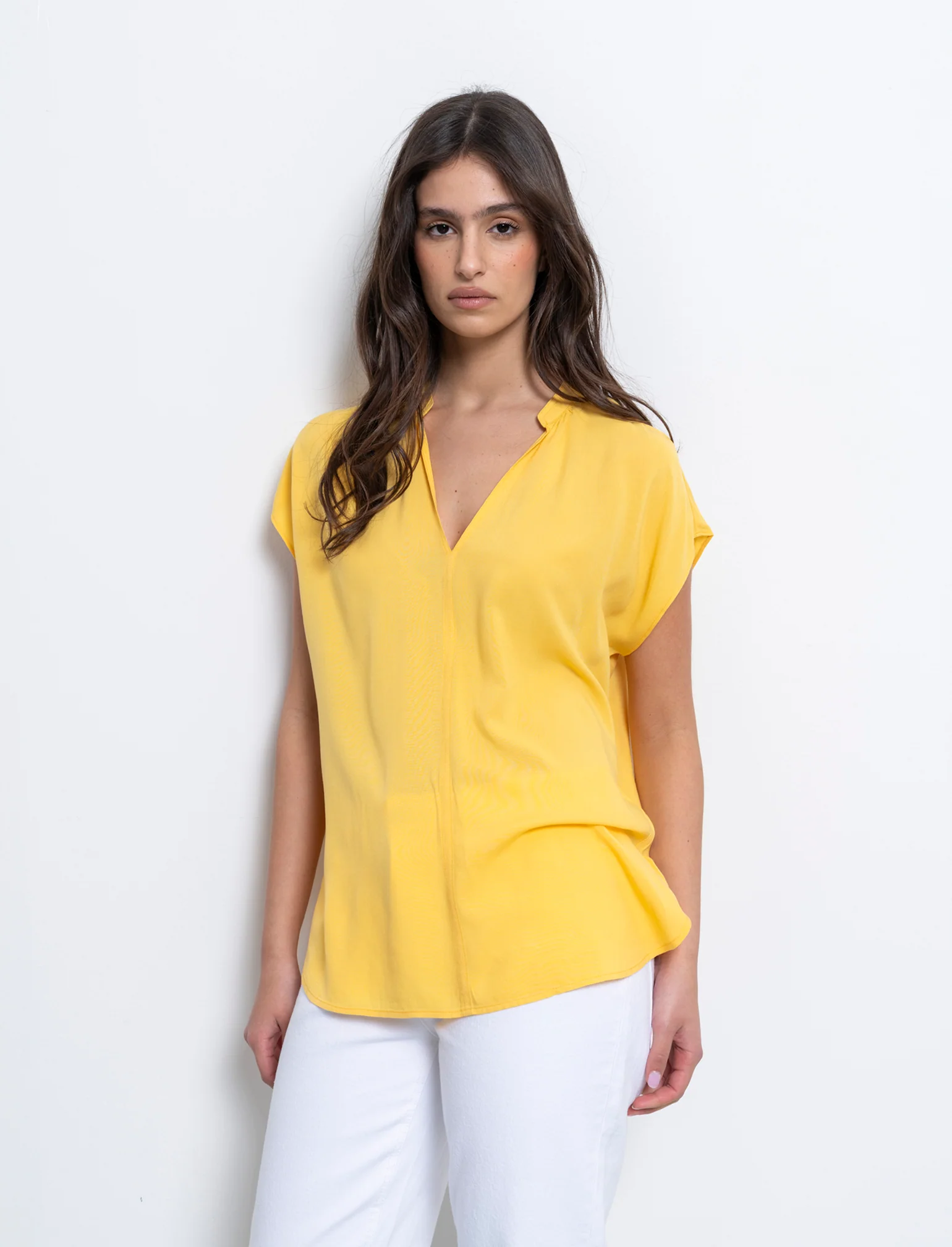 Casacca con scollo a v da donna - Giallo - Image 3