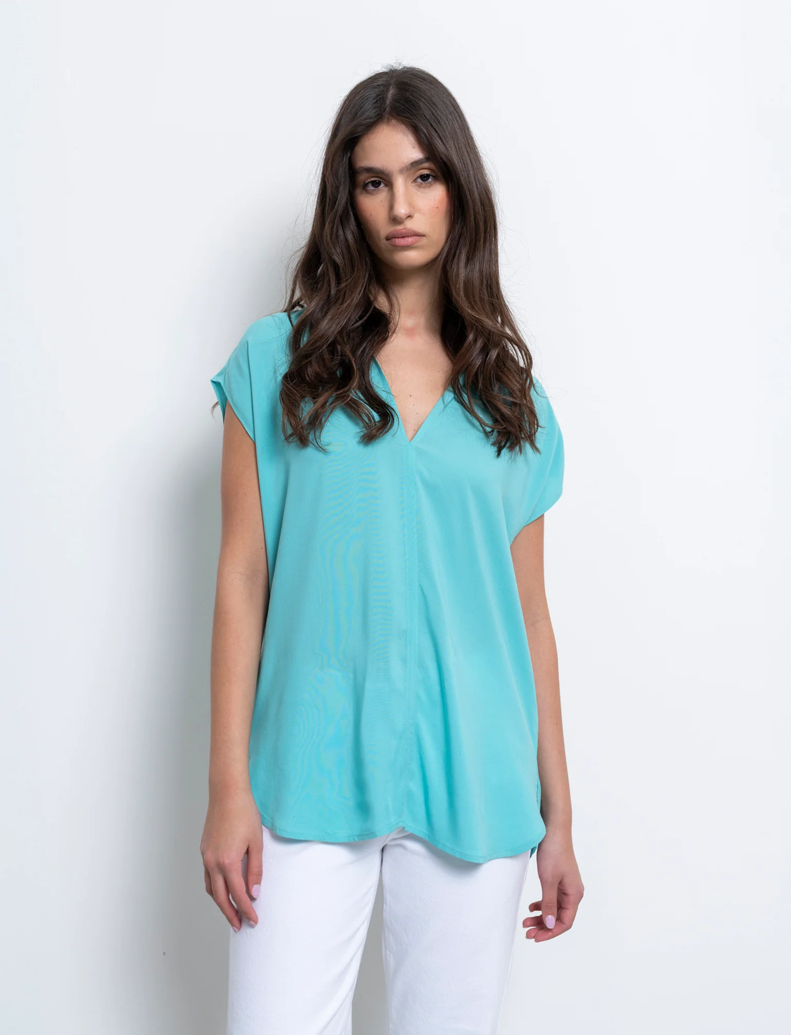 Casacca con scollo a v da donna - Turchese - Image 3