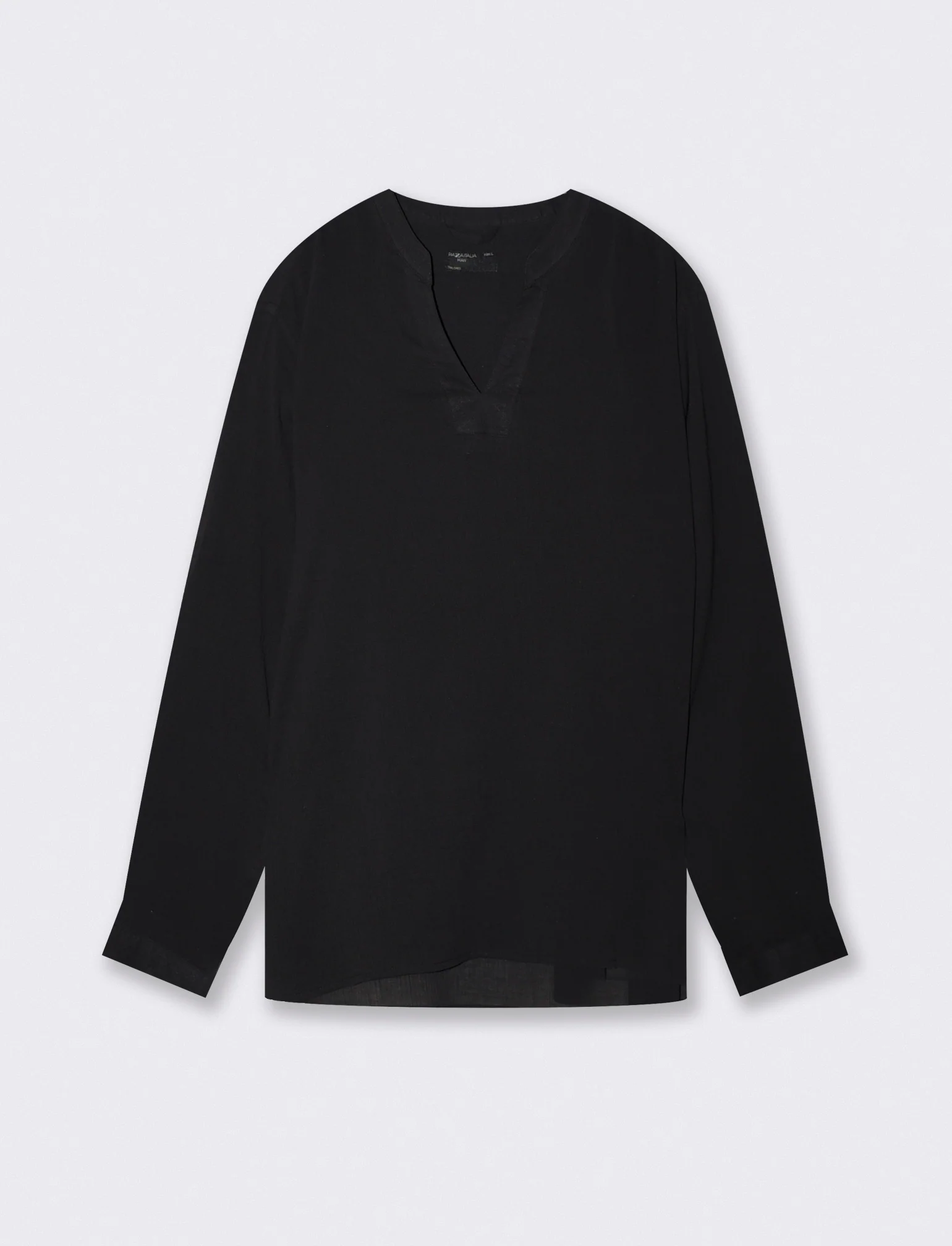 Casacca coreana effetto crepe in cotone - Nero