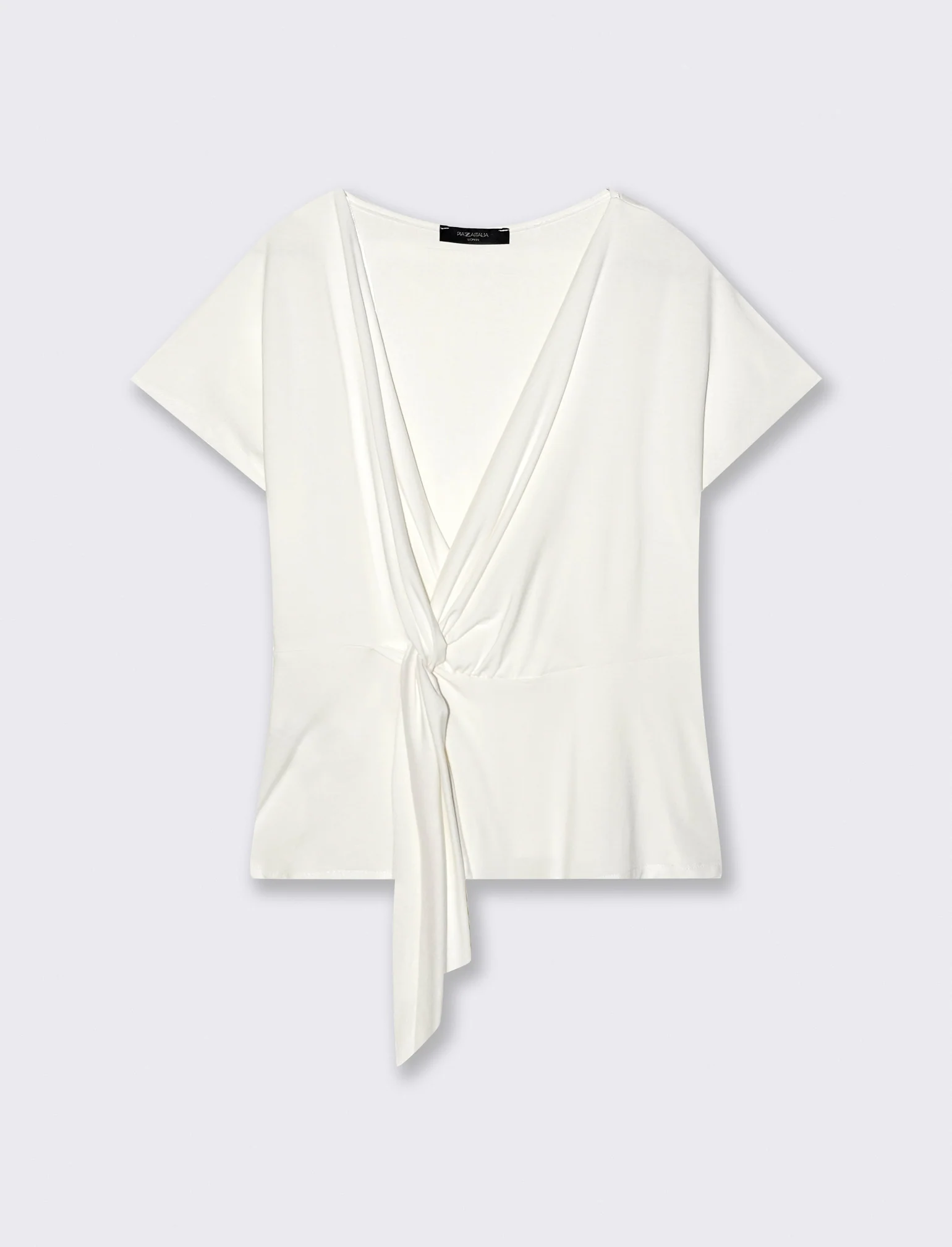 Casacca in popeline di viscosa con collana - Bianco latte - Image 3