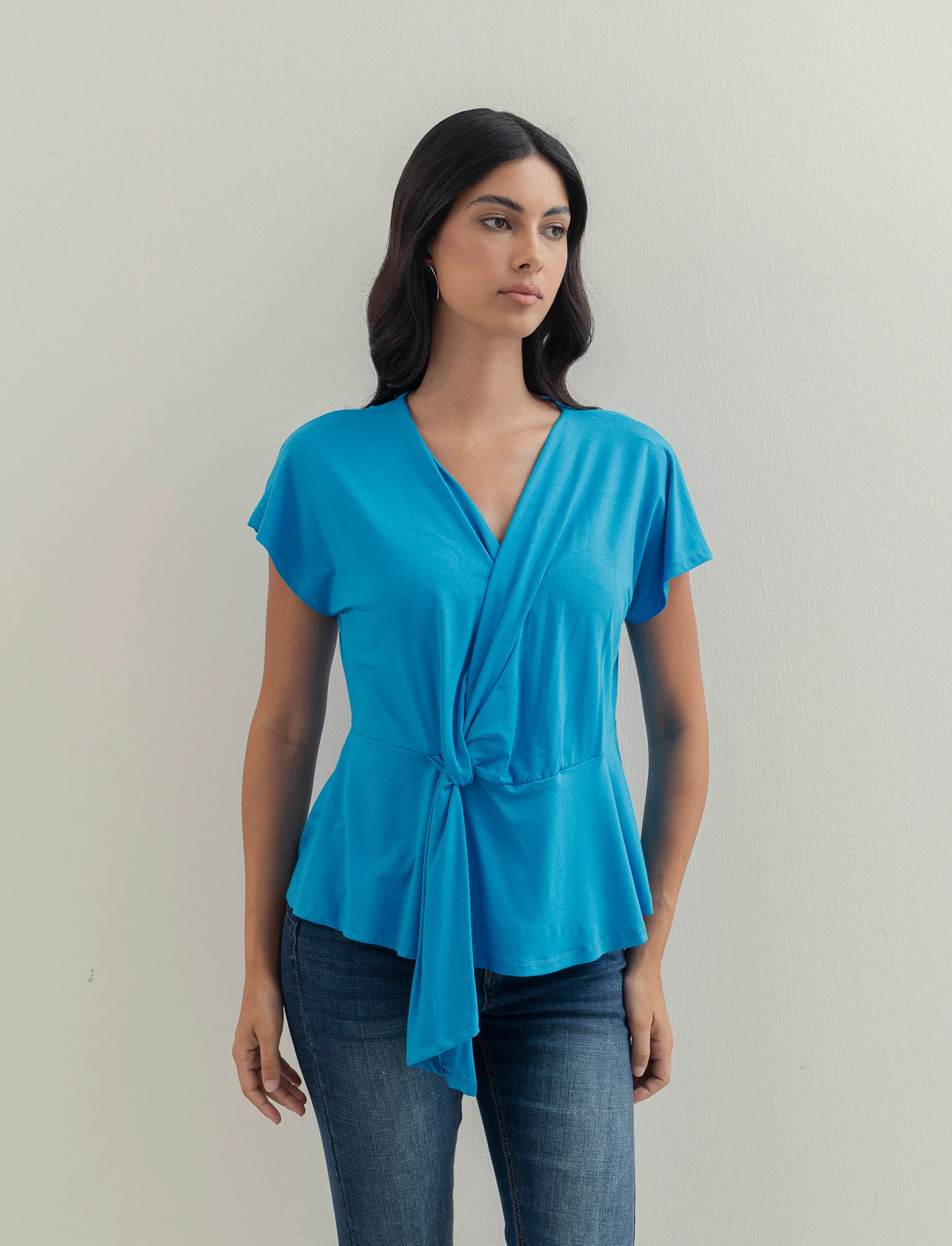 Casacca in popeline di viscosa con collana - Turchese