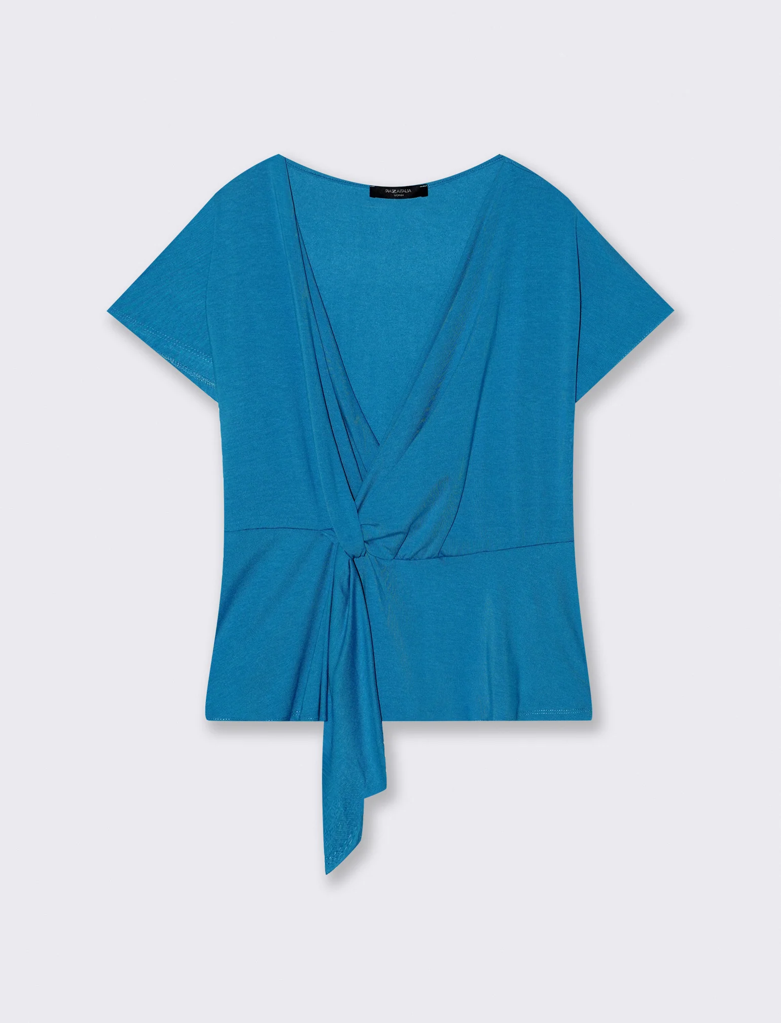 Casacca in popeline di viscosa con collana - Turchese - Image 3