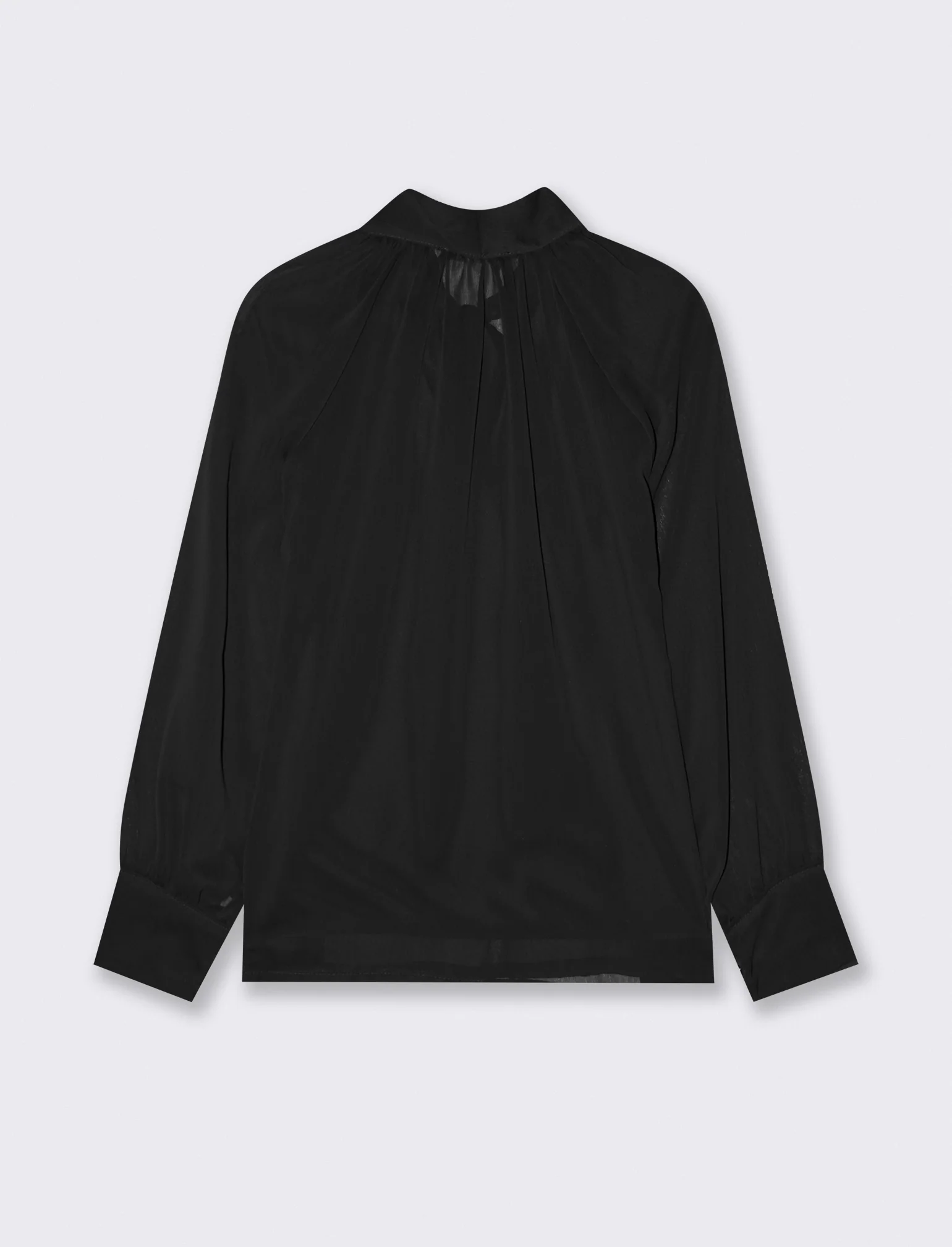 Casacca in tessuto leggero con fiocco al collo - Nero - Image 2