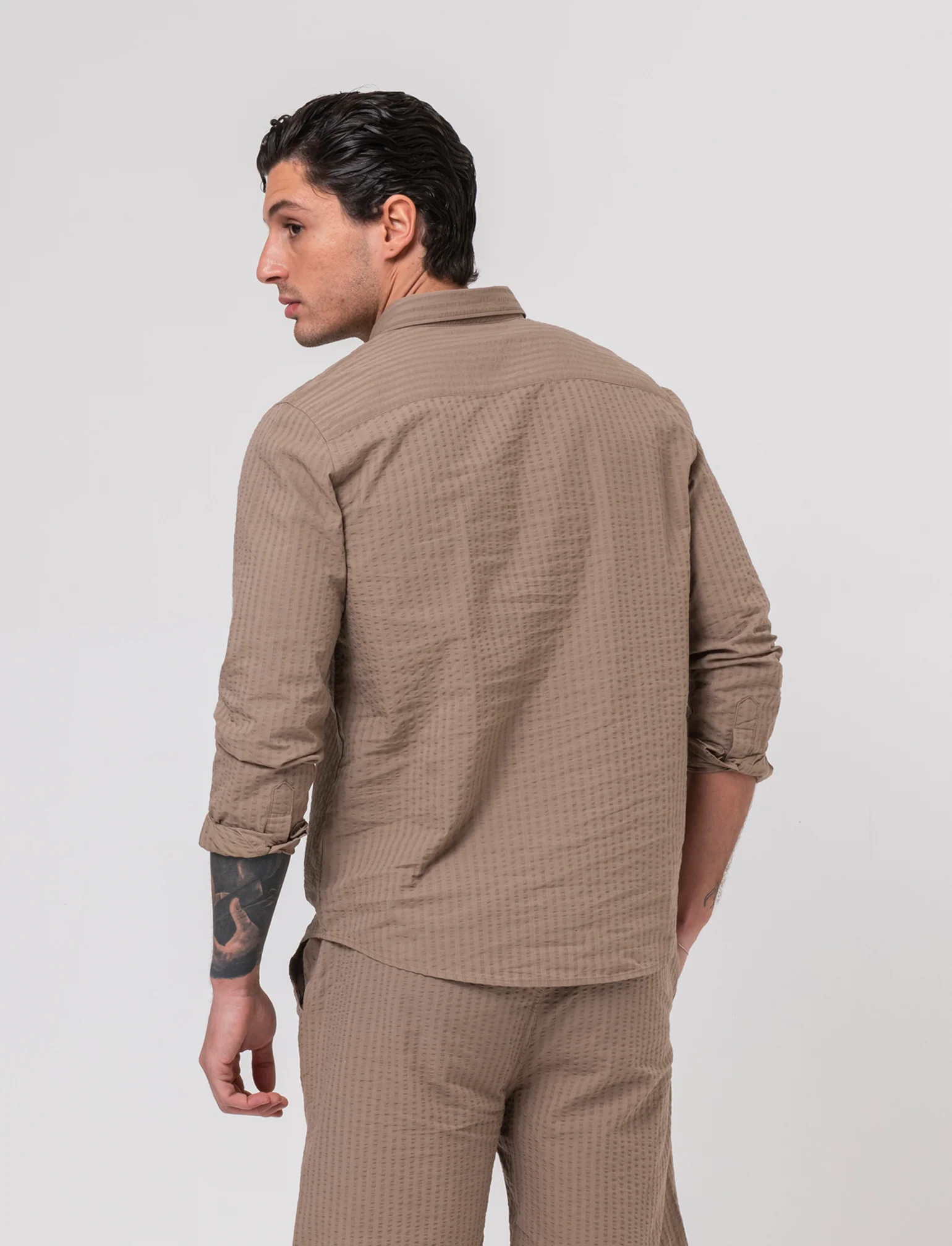 Casacca in tessuto seer sucker da uomo - Grigio tortora - Image 2